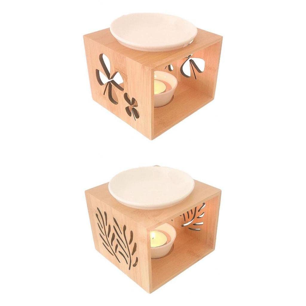 Romantic Ceramic Tealight Diffuser Set of 2 - Elegant Home Decor for Bedroom, Office & Yoga Studio | Creates Soothing Ambiance for Relaxation & Meditation
