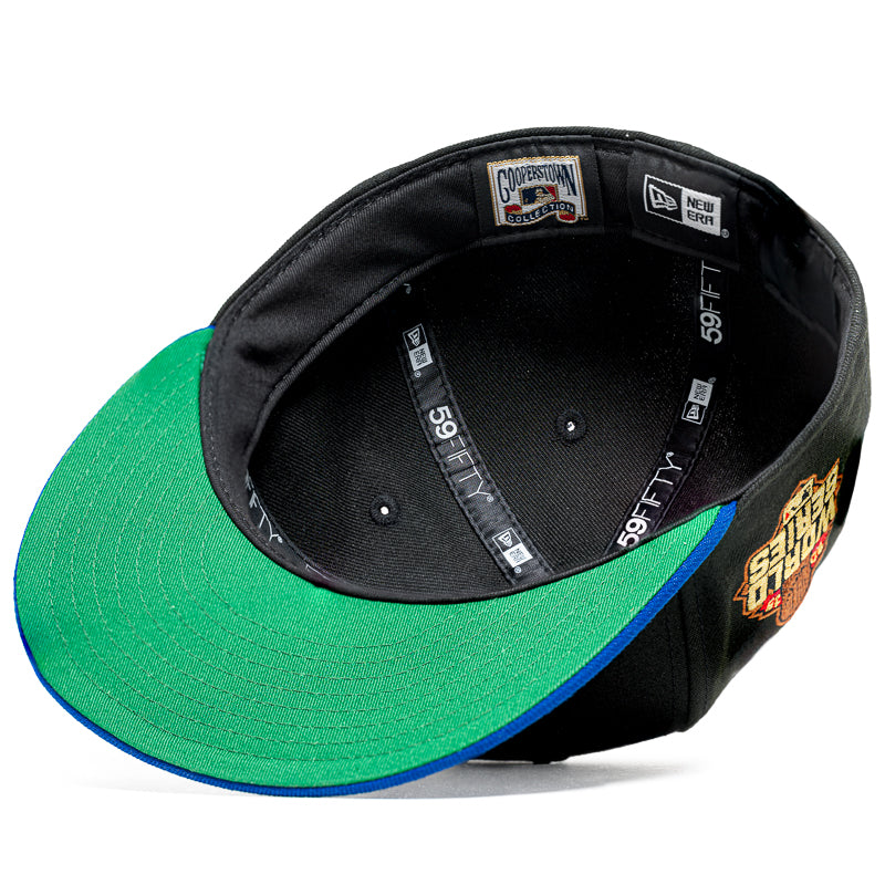 New Era x Politics Kansas City Royals 59FIFTY Fitted Hat - Black/Light Royal - Official MLB Baseball Cap for Men & Women - Perfect for Games, Streetwear & Fan Collections