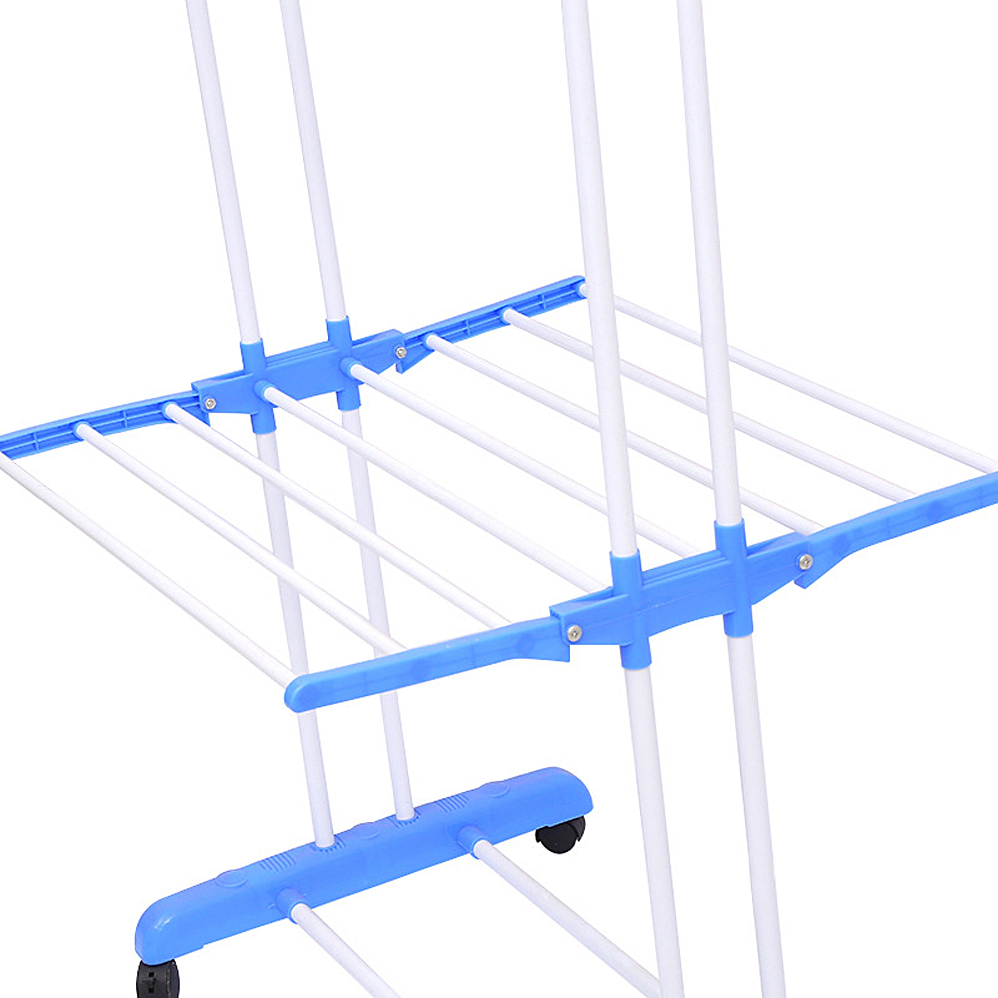 Milex Blue Folding Floor Standing Clothes Drying Rack - Heavy Duty Laundry Rack for Indoor & Outdoor Use - Space Saving Clothes Airer for Apartments, Balconies, and Camping