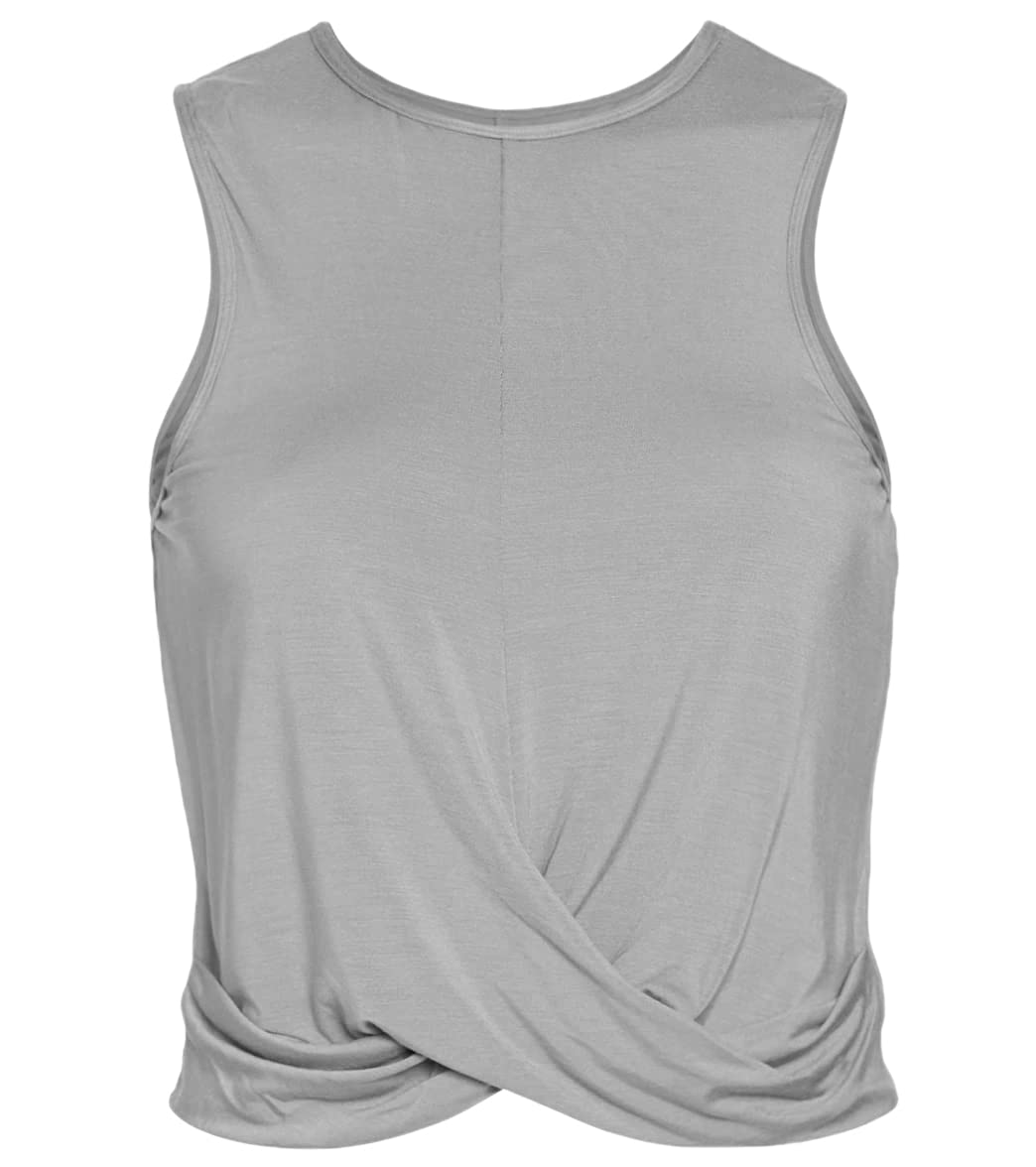 Sanutch Women's Cropped Workout Top - Athletic Twist Front Tank Tops for Yoga, Gym & Running | Loose Fit Fitness Crop Top for Women | Perfect for Cardio, Pilates & Summer Workouts