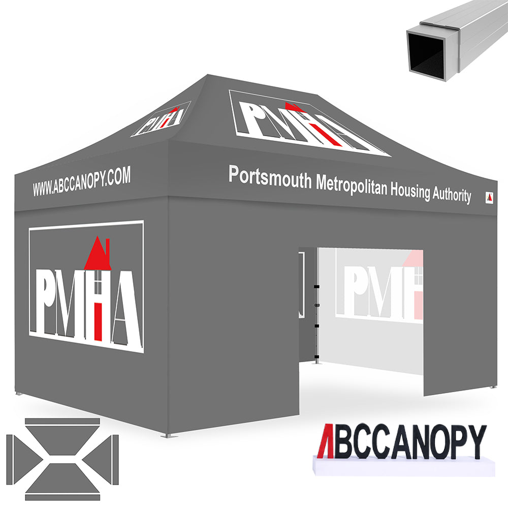 ABCCANOPY 10x10/10x15/10x20 Custom Aluminum Pop Up Canopy Tent - Heavy Duty Commercial Shelter for Outdoor Events, Farmers Markets & Tailgating (S3 Professional Series)