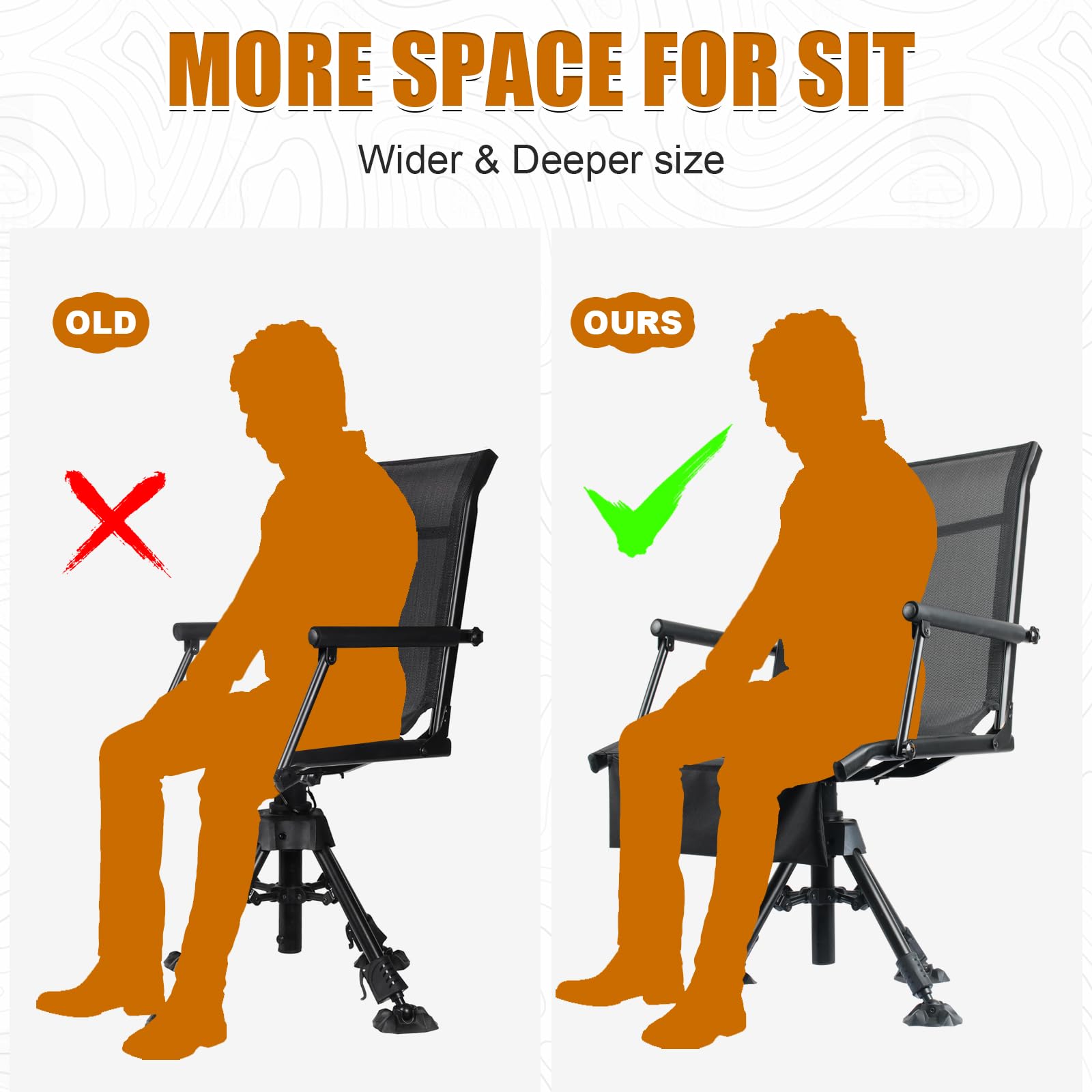 360° Swivel Hunting Chair with Adjustable Height & 4 Stable Legs - Portable Folding Blind Chair for Deer, Duck Hunting & Fishing - Perfect for Ground Blinds, Tree Stands & Outdoor Adventures