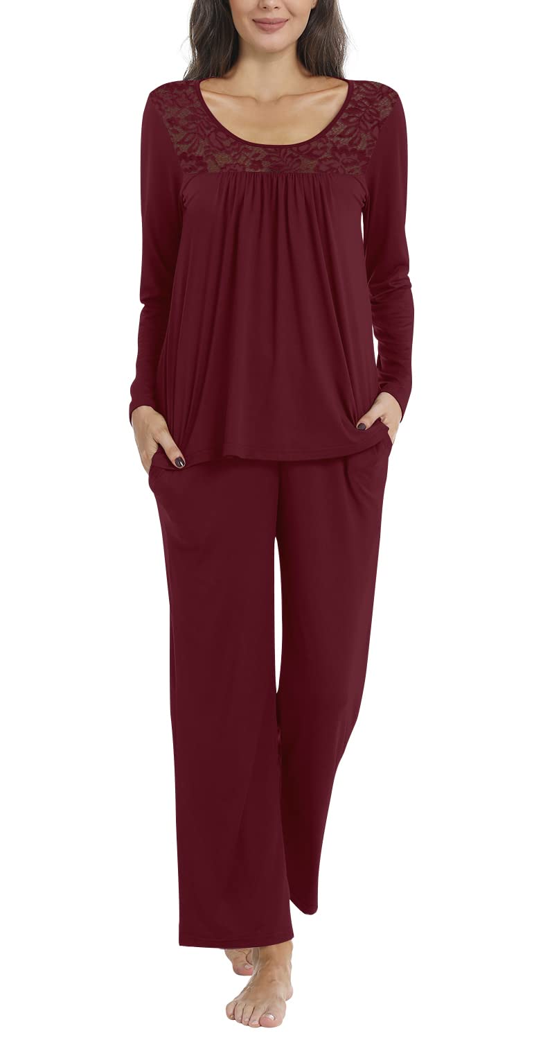 POPYOUNG Women's 2-Piece Fall Pajama Set - Soft Lounge Sleepwear with Pockets - Cozy Pajamas for Women - Perfect for Sleeping, Lounging & Relaxing at Home