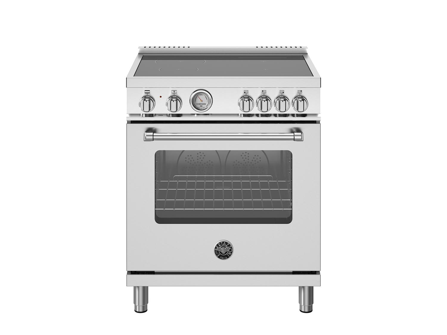 Bertazzoni MAS304INMXV 30 Inch Stainless Steel Induction Range with 4 Heating Zones & Electric Oven - Perfect for Modern Kitchens & Professional Cooking