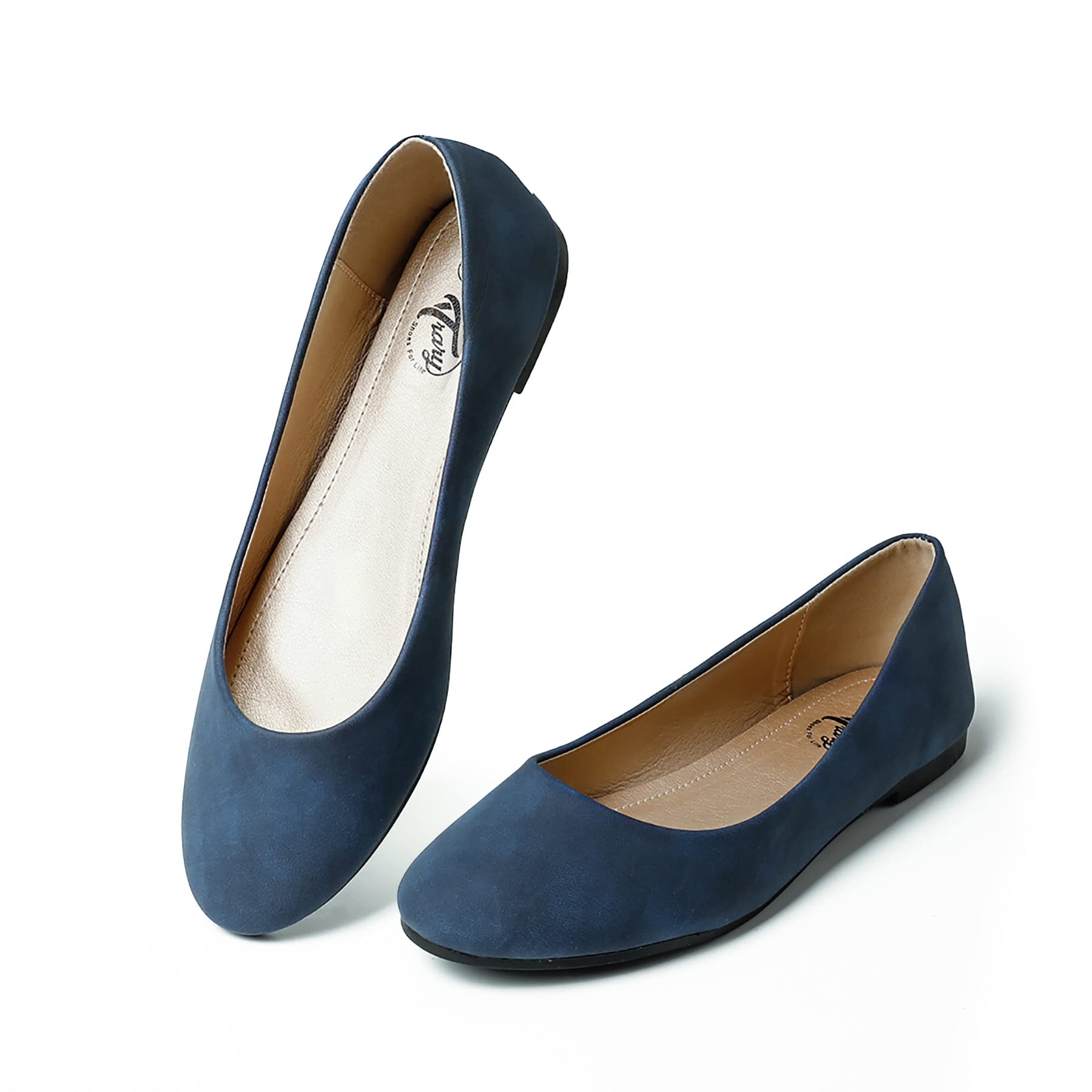 Trary Women's Comfortable Round Toe Slip-On Flats - Casual Dress Shoes for Work, Office & Everyday Wear