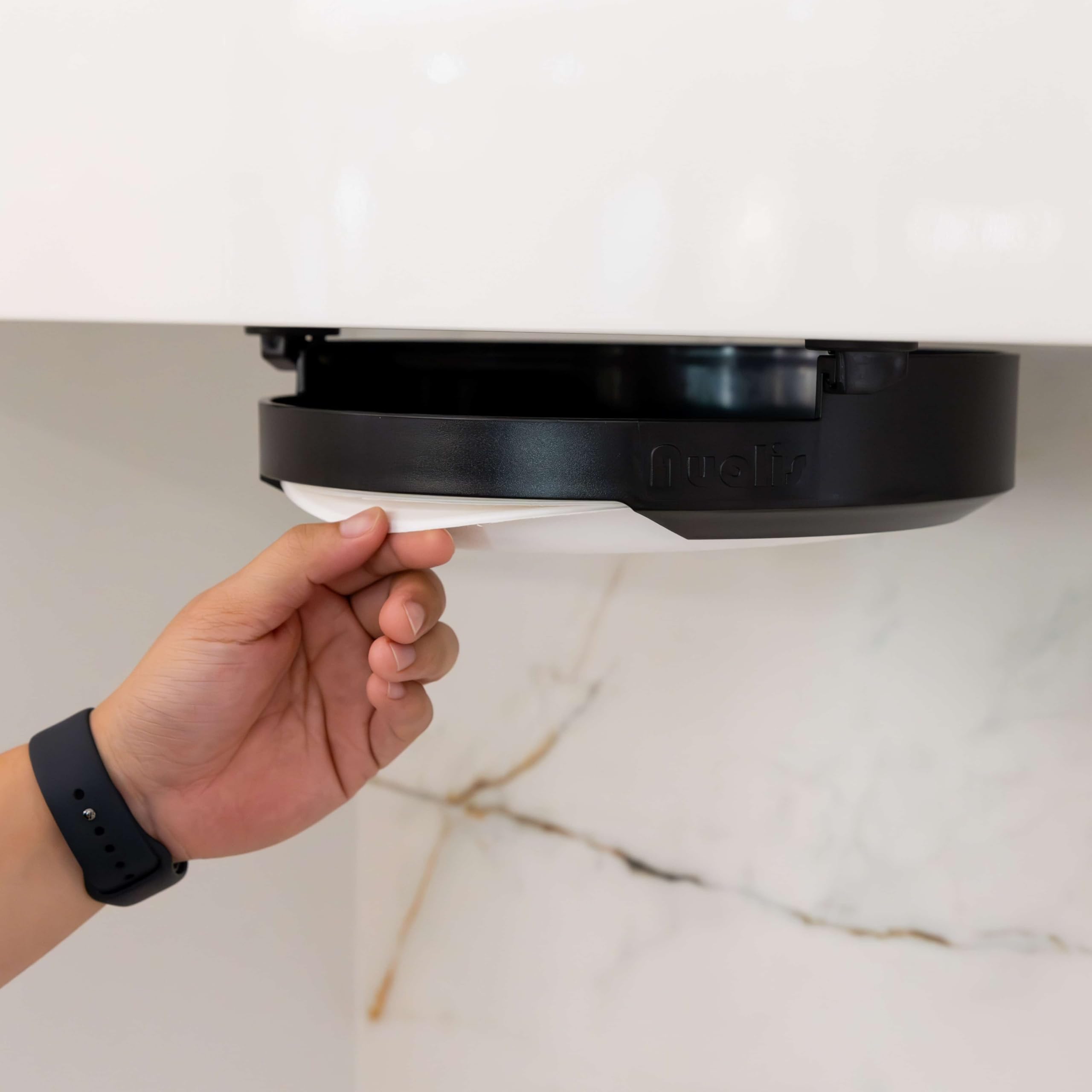 10-Inch Under Cabinet Paper Plate Dispenser Holder - Space-Saving Kitchen & RV Organizer for Easy Access - Quick Non-Destructive Installation (Black) - Perfect for Parties, Camping & Daily Dining