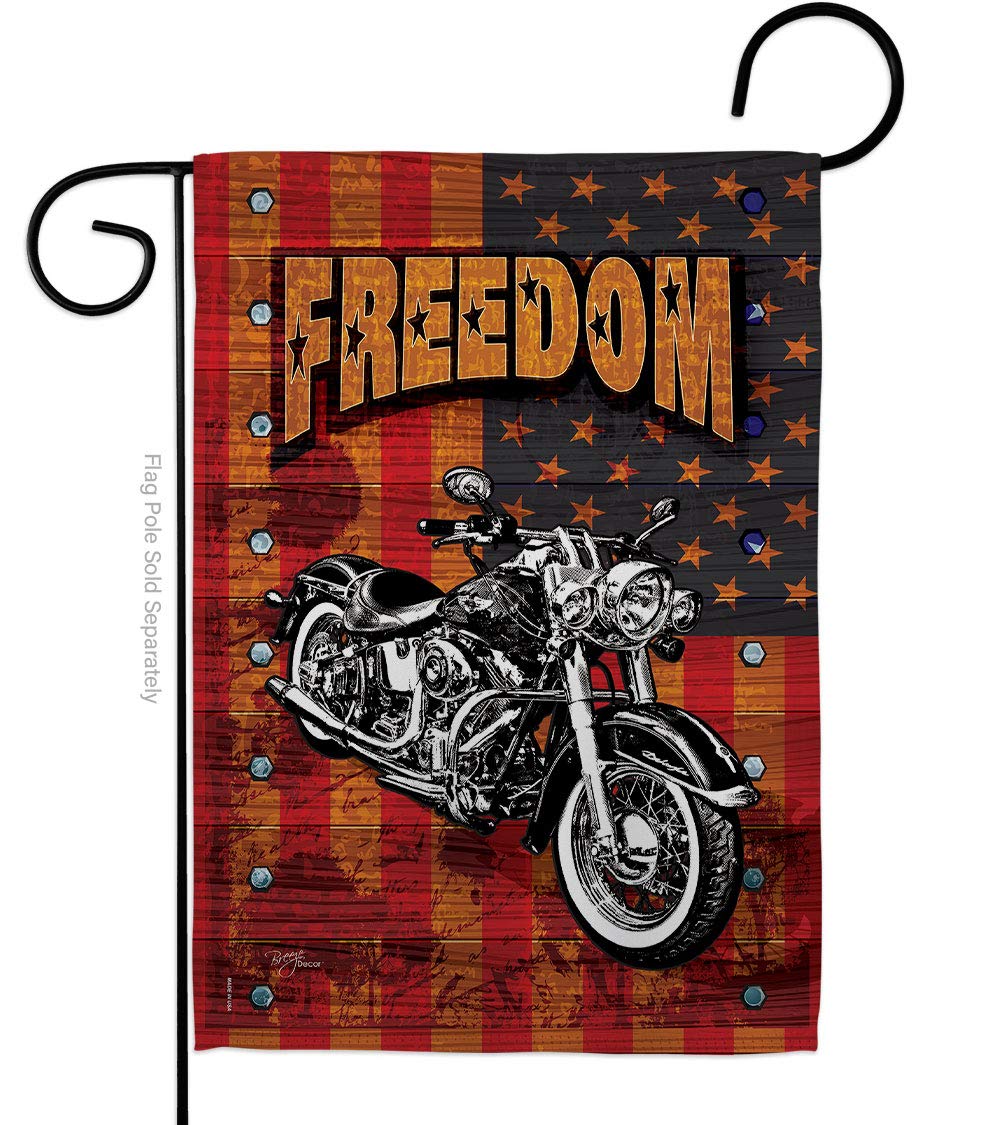 Americana Motorcycle Banner - Patriotic Vertical Garden Flag 13x18.5in for Outdoor Decor