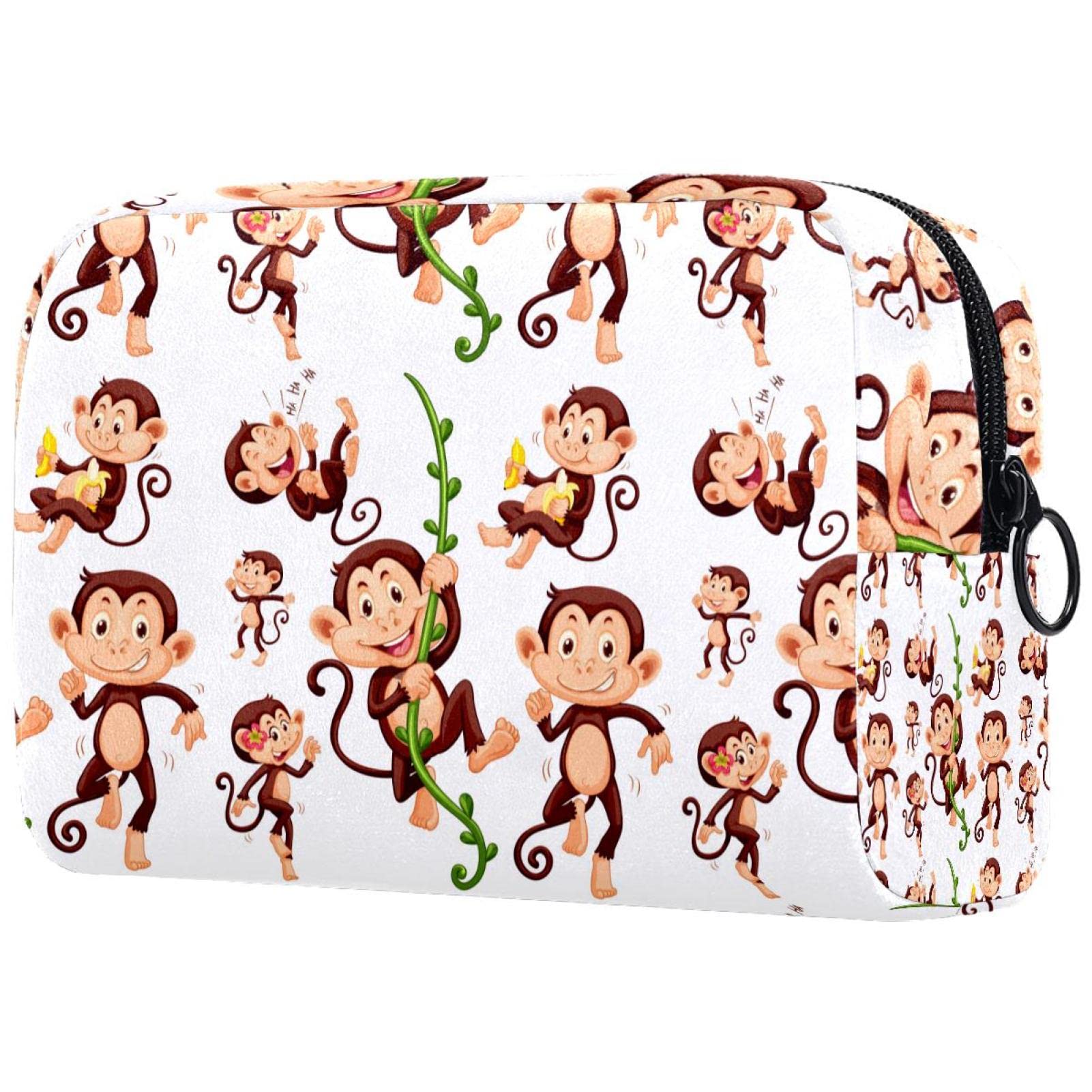 Portable Sock Monkey Makeup Bag - Travel Cosmetic Organizer with Brush Holder for Professional Makeup Artists & Travelers | Perfect for On-the-Go Beauty & Vacation Essentials