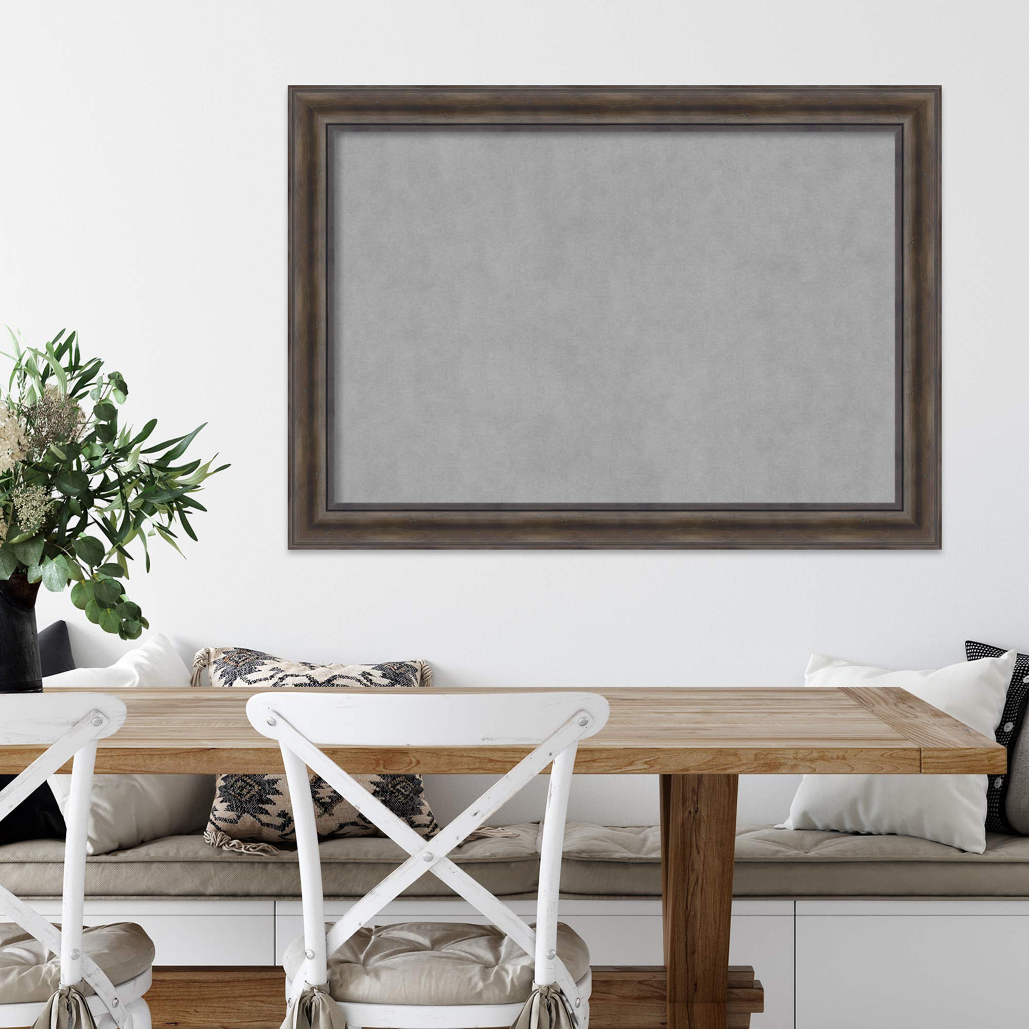 Amanti Art 29x41 Brown Framed Magnetic Vision Board - 100% Metal Sheet for Office Decor & Home Organization | Perfect for Mudroom, Kitchen, Kids Room & Creative Workspaces