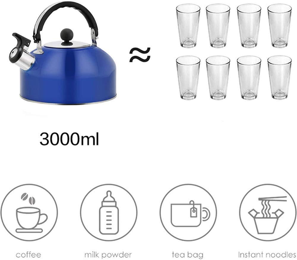 Premium Stainless Steel Whistling Tea Kettle - 3L Stovetop & Induction Compatible, Thickened Hemispherical Design for Home Kitchen, Camping & Outdoor Tea Brewing - Classic White
