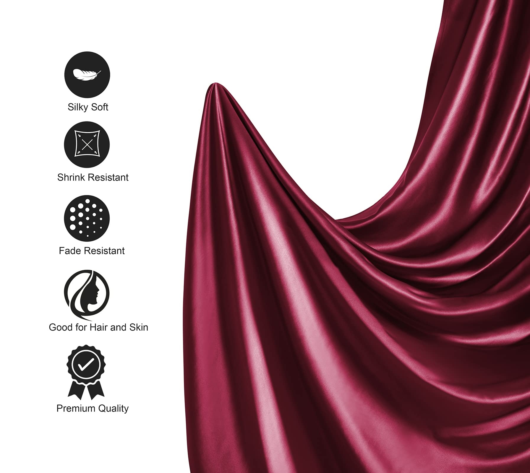 Luxury Lanest Housing Silk Satin Sheets Set - Queen Size Cooling Soft Hypoallergenic Bedding with Deep Pockets (Scarlet Red) for Elegant Bedroom Decor & Comfortable Sleep