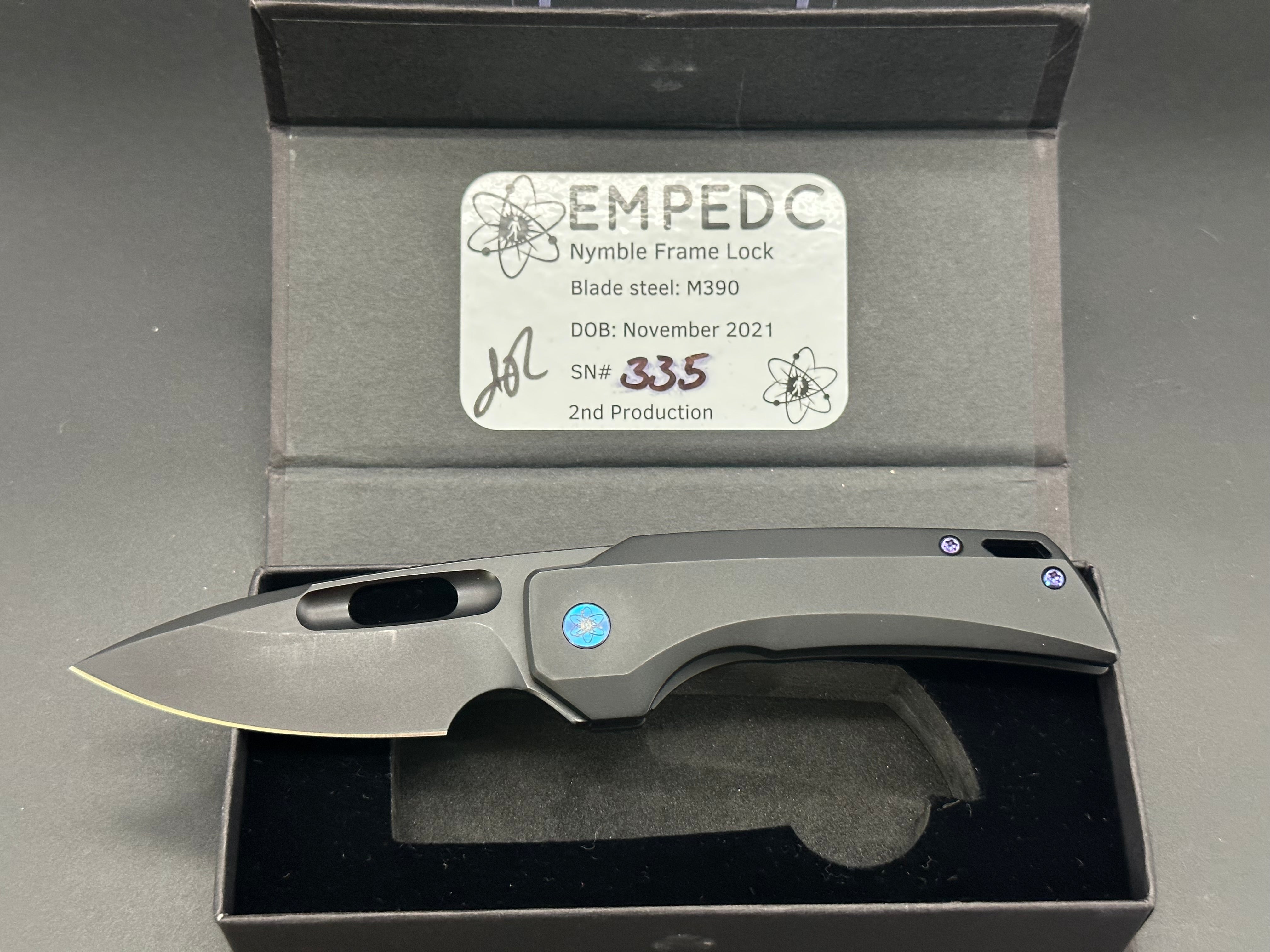 EMPEDC Nymble Black Titanium Pocket Knife - Premium EDC Folding Knife for Outdoor, Camping, Hiking & Everyday Carry