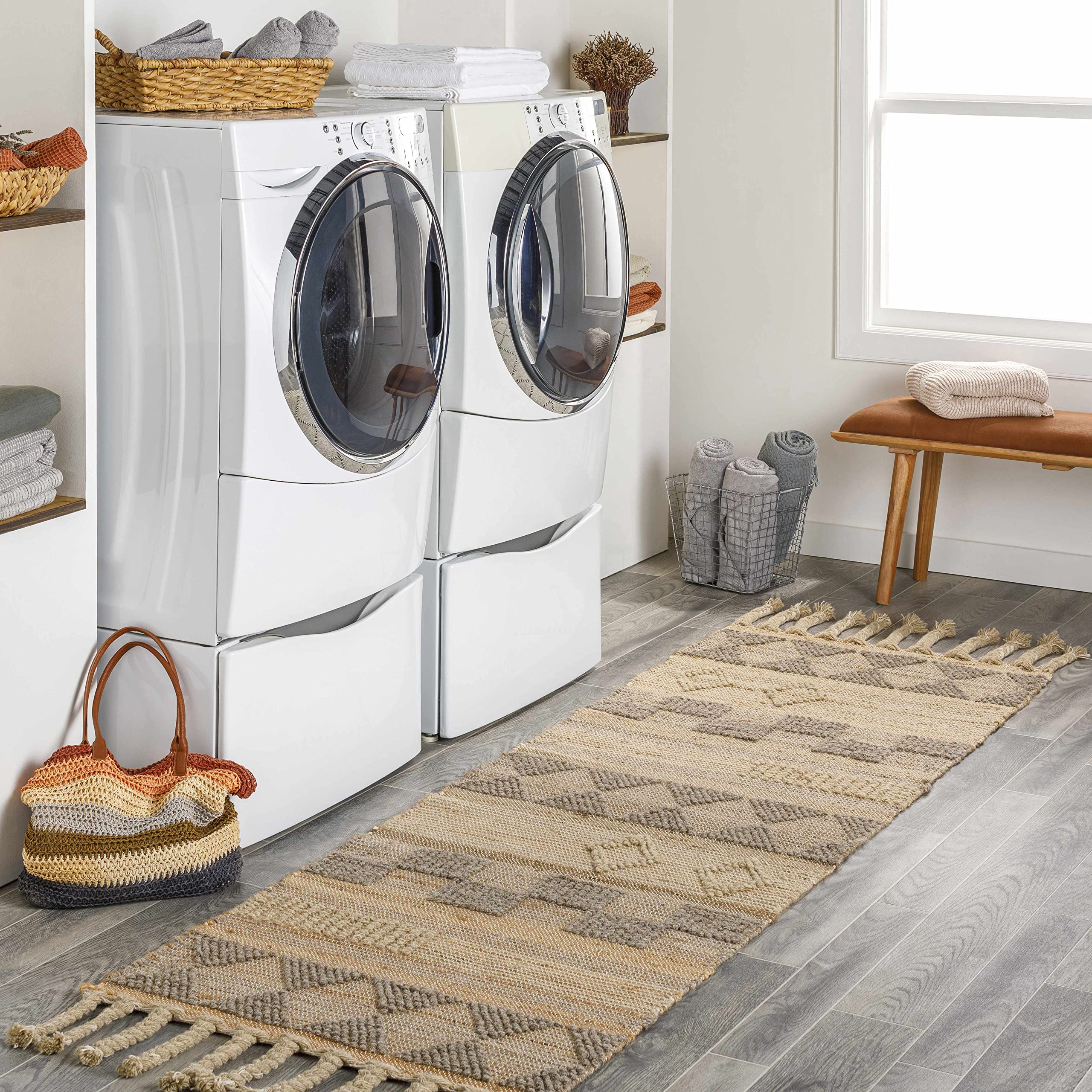 Bohemian Transitional Jute Area Rug for Living Room & Bedroom - 2' x 3' Tan & Gray - Hauteloom Ardee - Perfect for Boho Decor, Cozy Spaces & Neutral Home Styling
