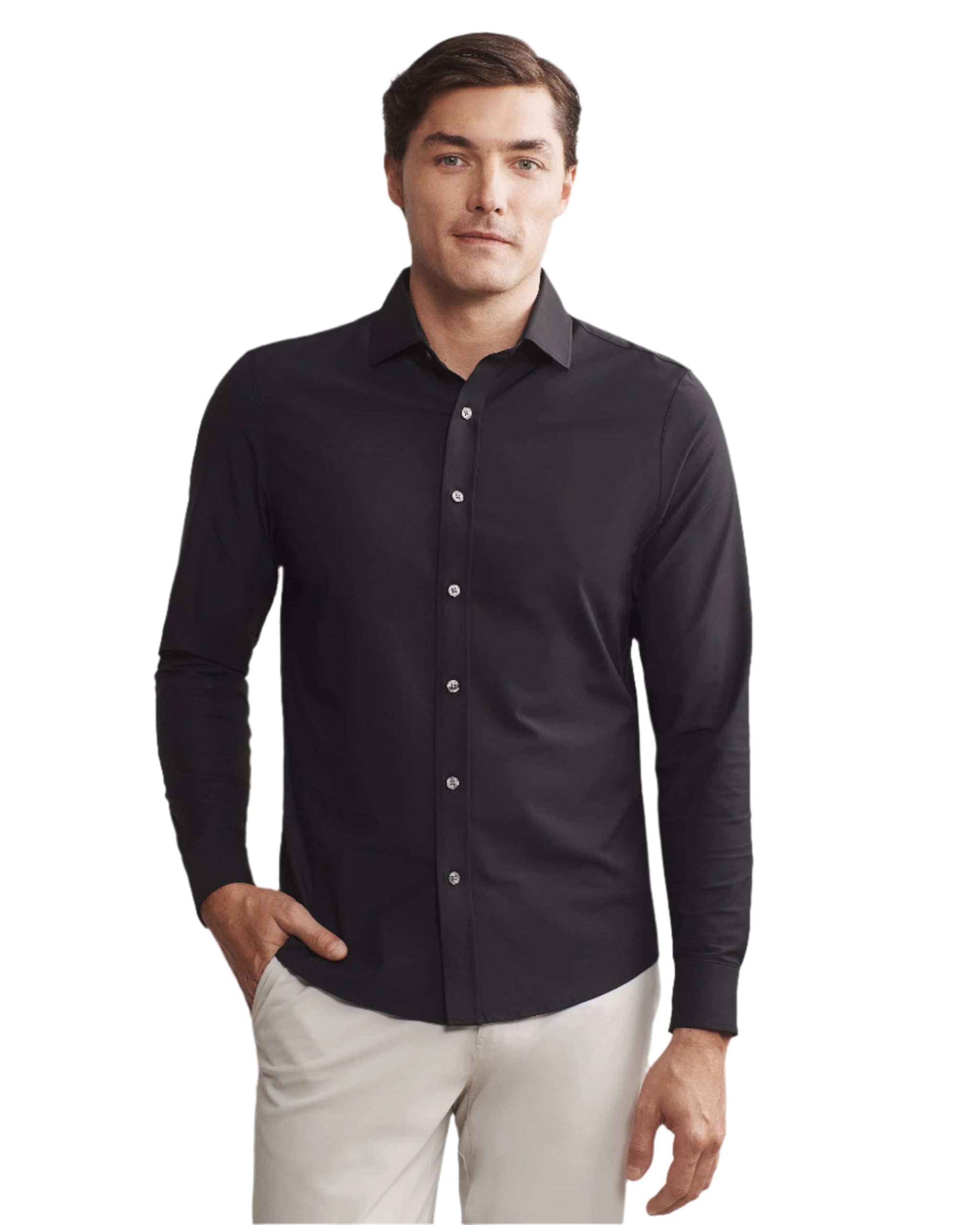 Rhone Men's Commuter Performance Dress Shirt - Wrinkle Resistant & Machine Washable Classic Fit Button Down for Business Casual & Office Wear