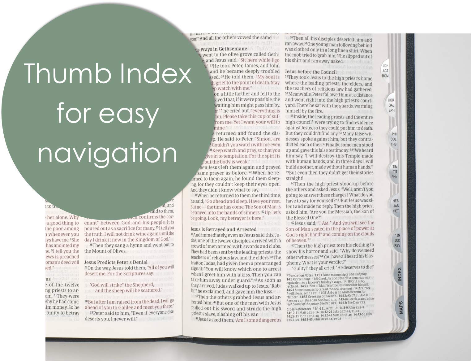Large Print Thinline Bible - Genuine Leather Navy Blue for Devotion & Study