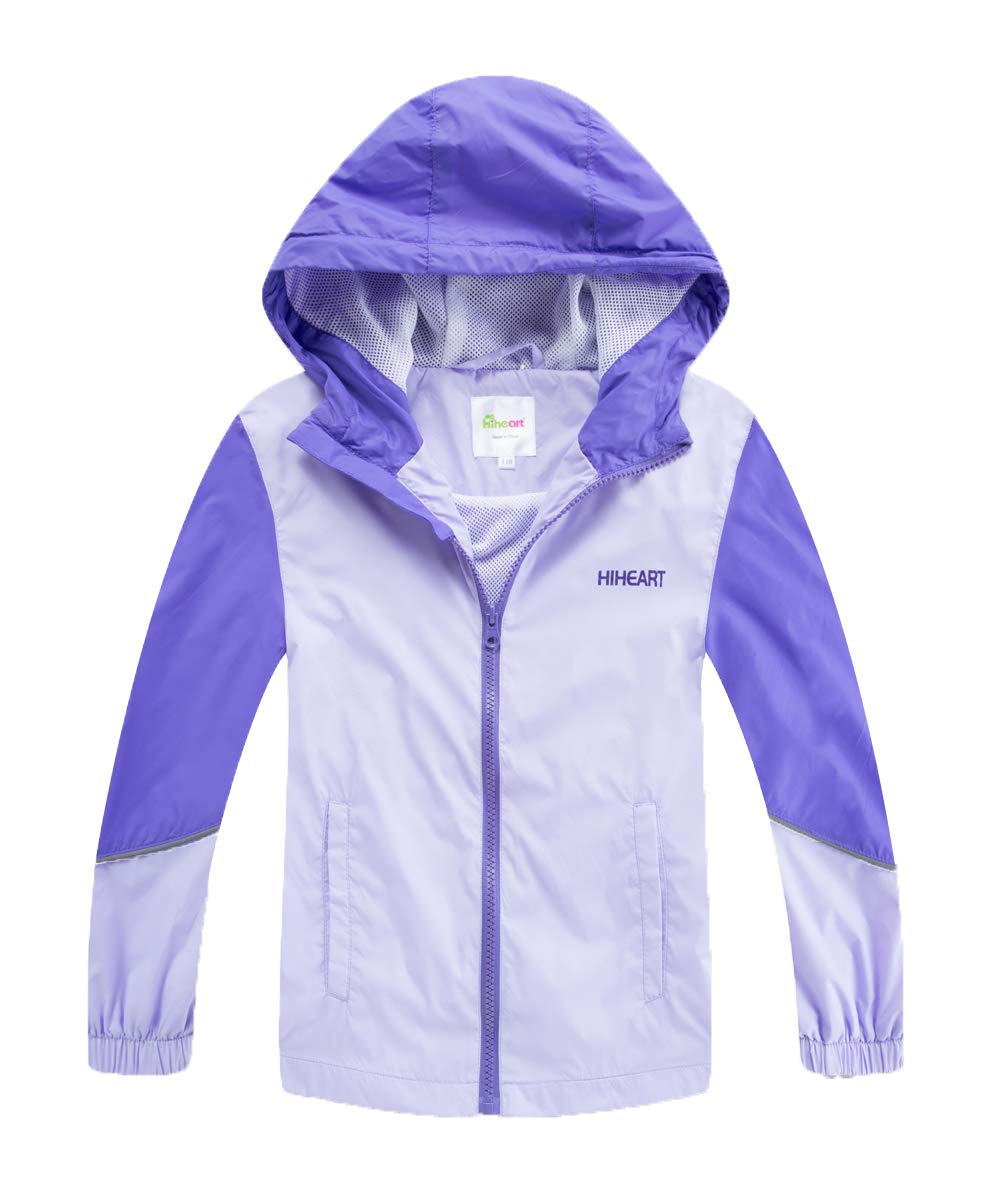 Hiheart Lightweight Water Resistant Windbreaker Hooded Jacket for Girls & Boys - Perfect for Outdoor Adventures & Casual Wear