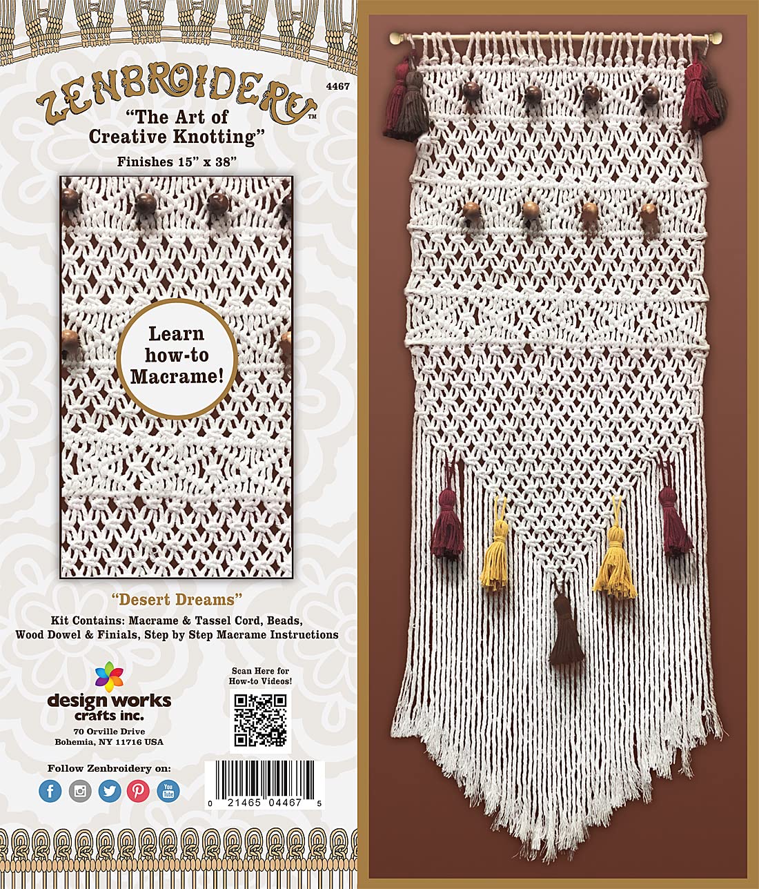 Design Works Crafts Desert Dreams Macrame Kit – DIY Wall Hanging & Boho Home Decor for Beginners | Perfect for Living Room, Bedroom, or Gift
