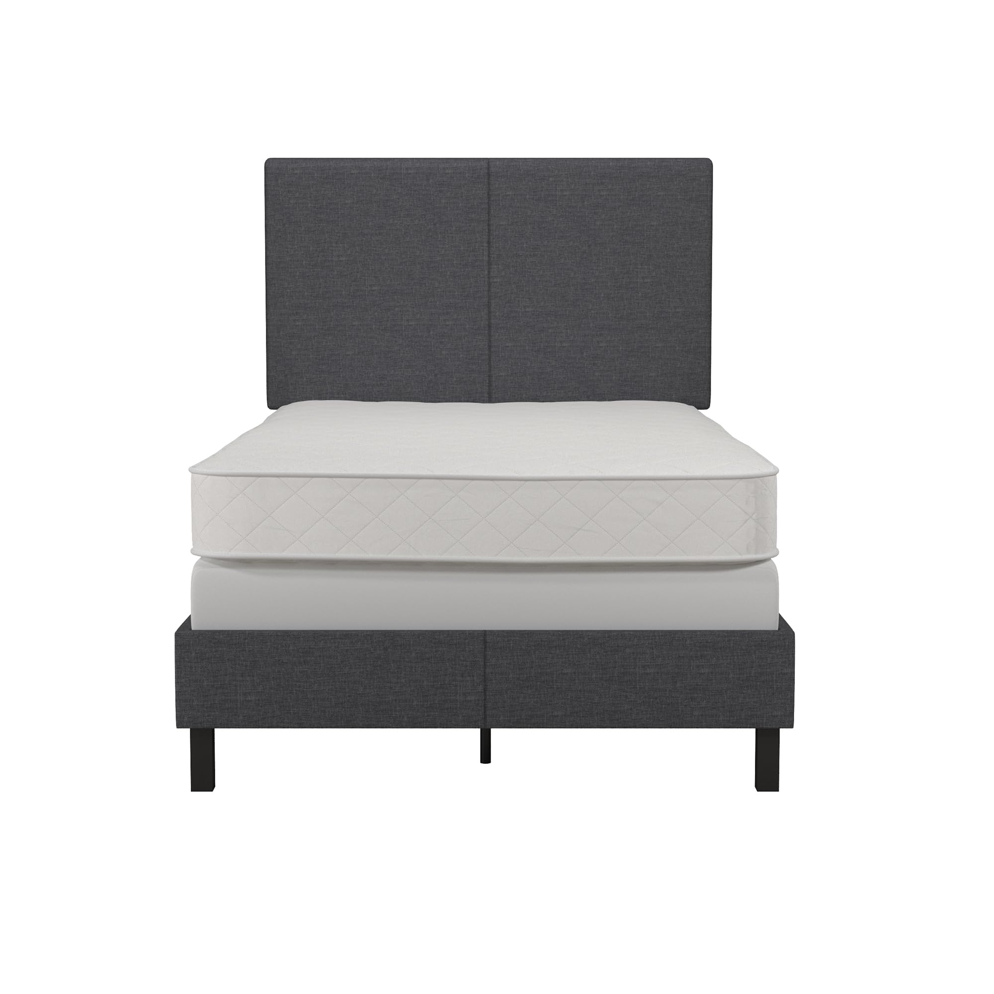 DHP Janford Upholstered Twin Size Bed Frame with Gray Linen Fabric - Modern Platform Bed for Small Spaces, Guest Rooms & Dormitories