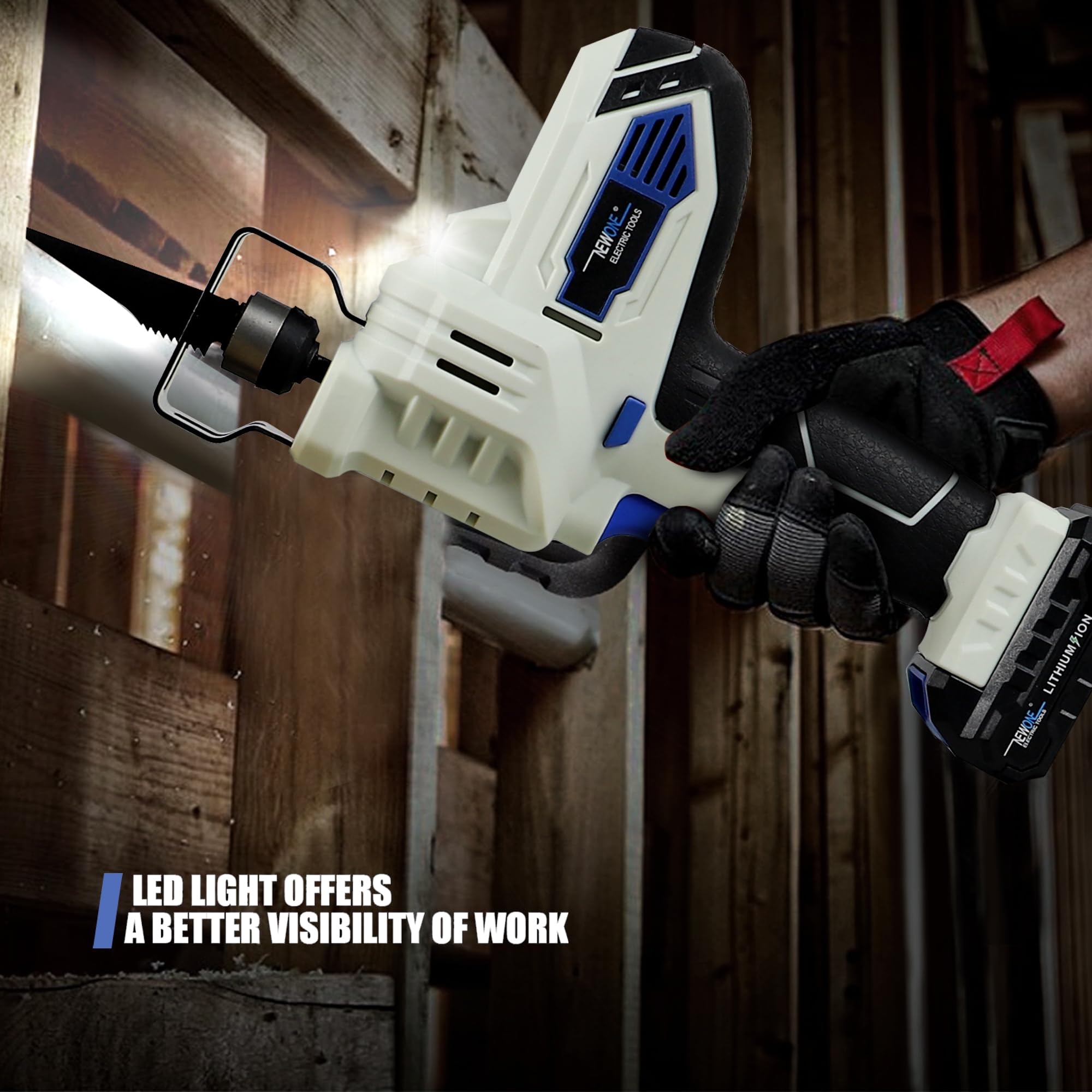 12V Cordless Reciprocating Saw with 2A Battery - Wood & Metal Cutting Tool for DIY Projects