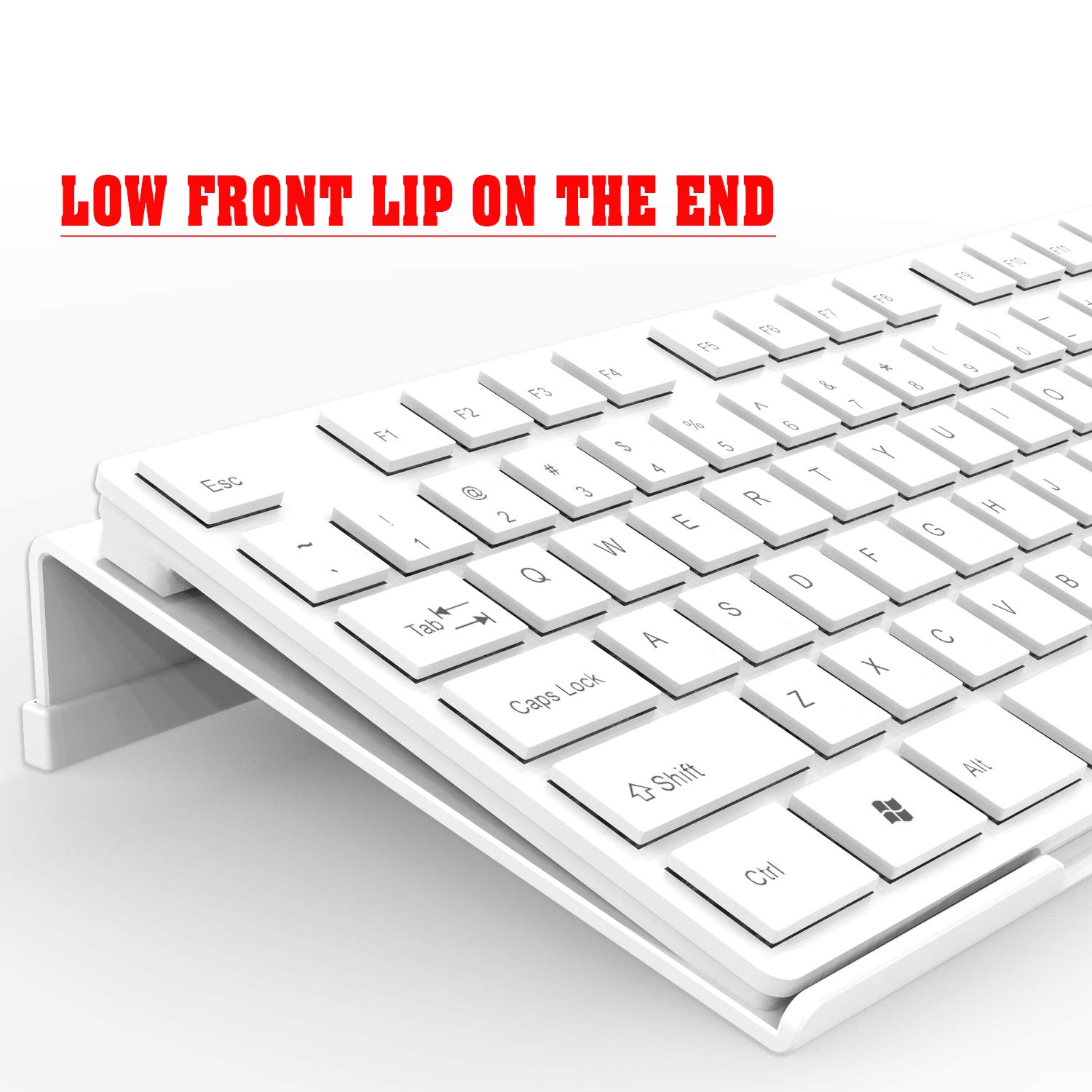 Ergonomic Acrylic Tilted Keyboard Stand with Non-Slip Silicone Base - Adjustable Computer Keyboard Tray Holder for Comfortable Typing (White) | Perfect for Office, Home & Gaming Setups
