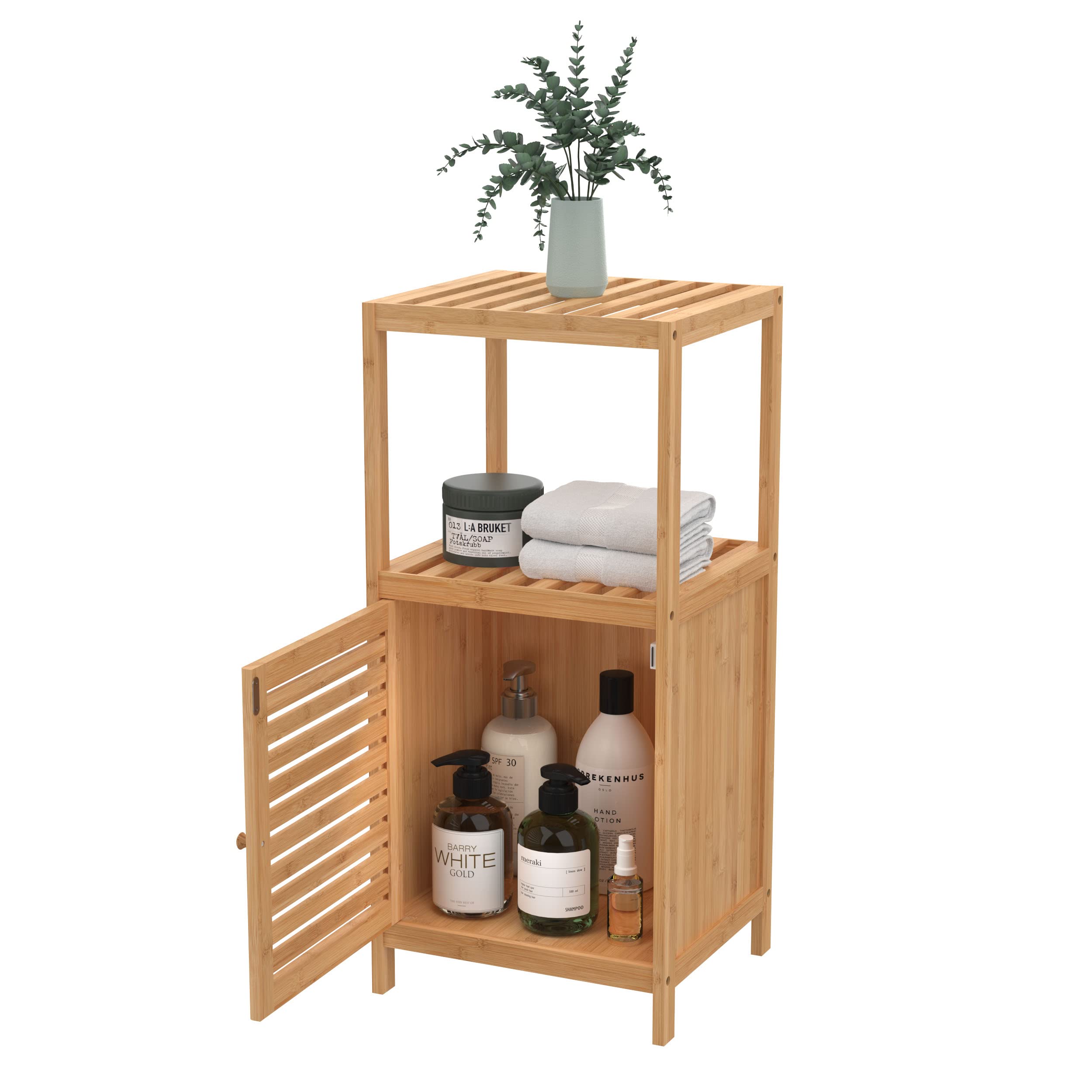 ClosetMaid Bamboo Storage Cabinet - Freestanding Floor Cabinet with Door & 3 Shelves for Bathroom, Living Room, Bedroom | Organize Towels, Books & Home Decor (Natural Finish)