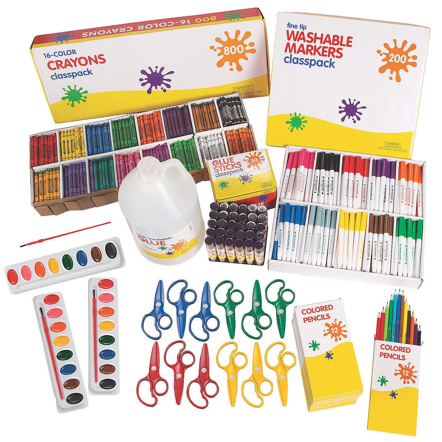 Fun Express Classroom Art Supplies Kit - 1079 Pieces for Kids, Teachers & Students - Perfect for School Projects, DIY Crafts & Creative Activities