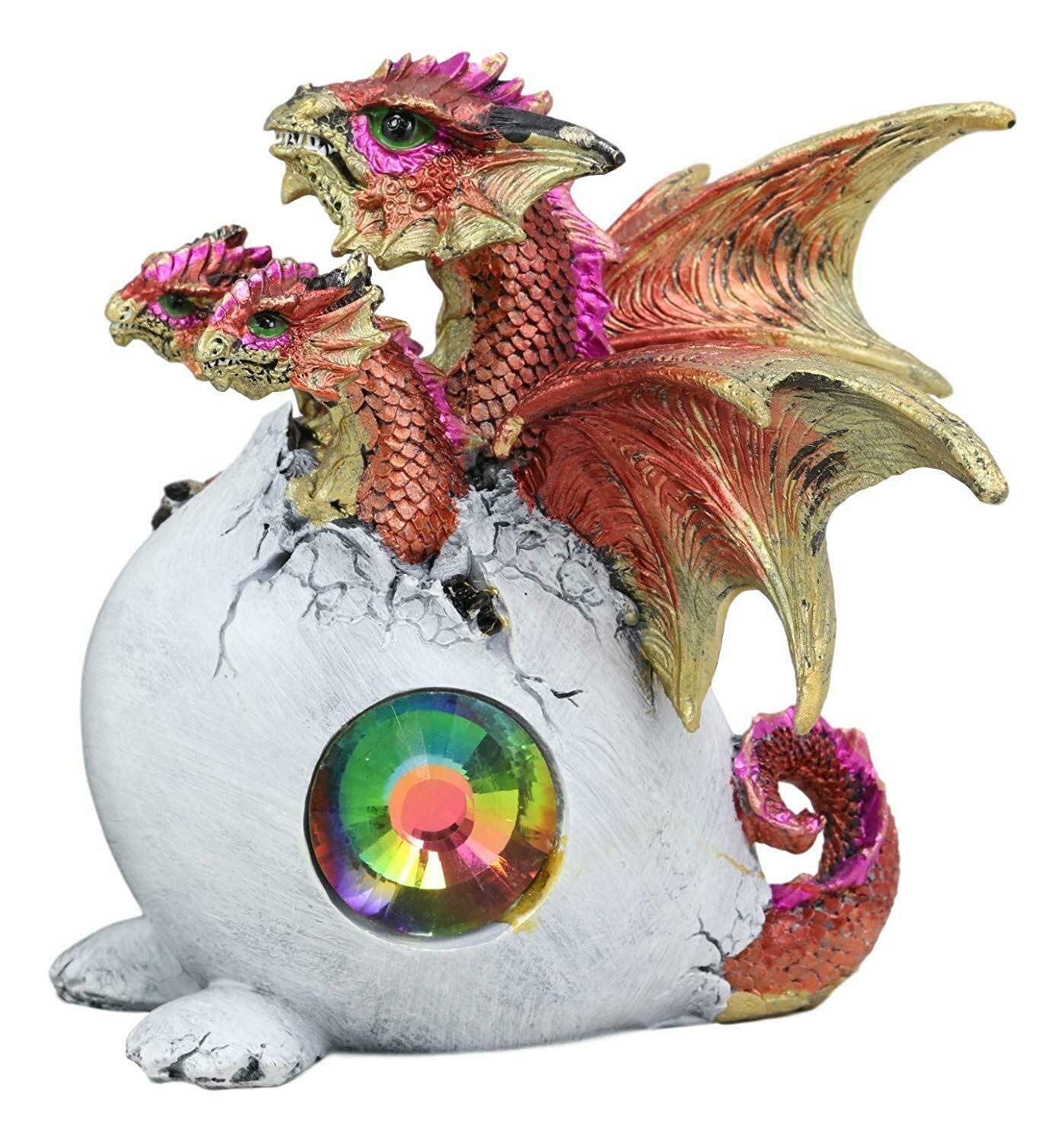 Solar-Powered 3-Headed Dragon Hatchling Statue - Crystal Hydra Figurine, Funny Home & Garden Decor - Perfect for Fantasy Lovers, Desk Ornament, or Gift Idea