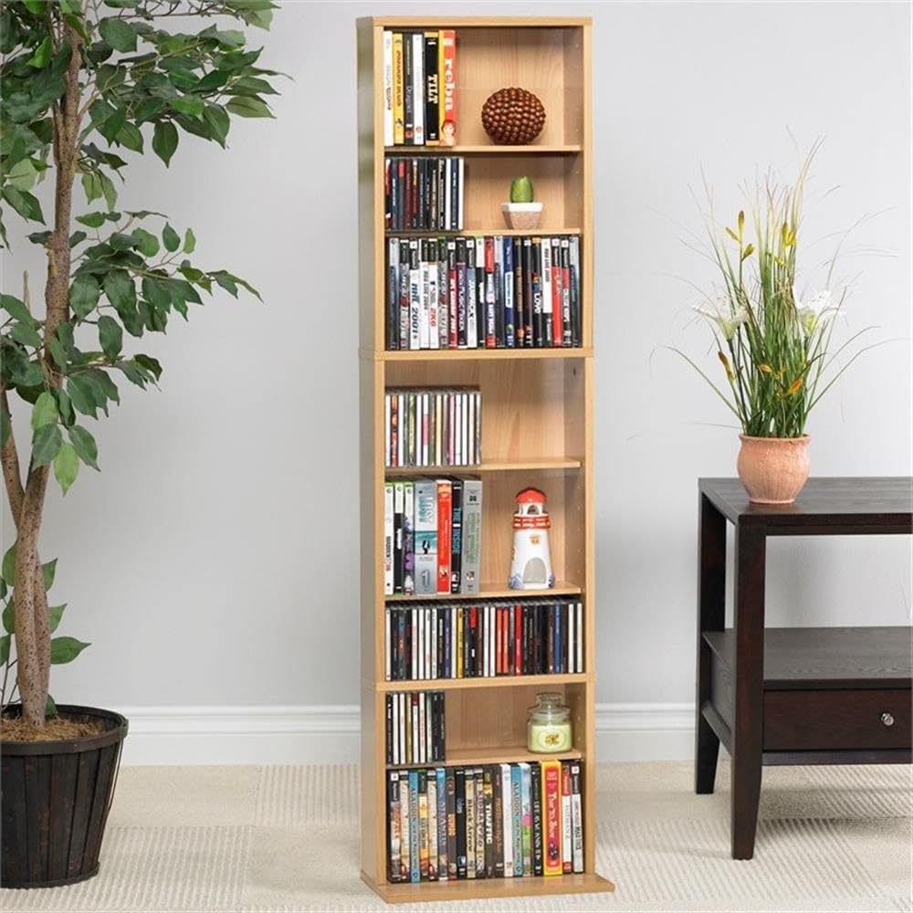 Atlantic 74735728 Summit CD DVD Shelf - Engineered Wood Maple Storage Unit for Media, Collectibles & Home Organization - Perfect for Living Room, Office & Game Room Storage