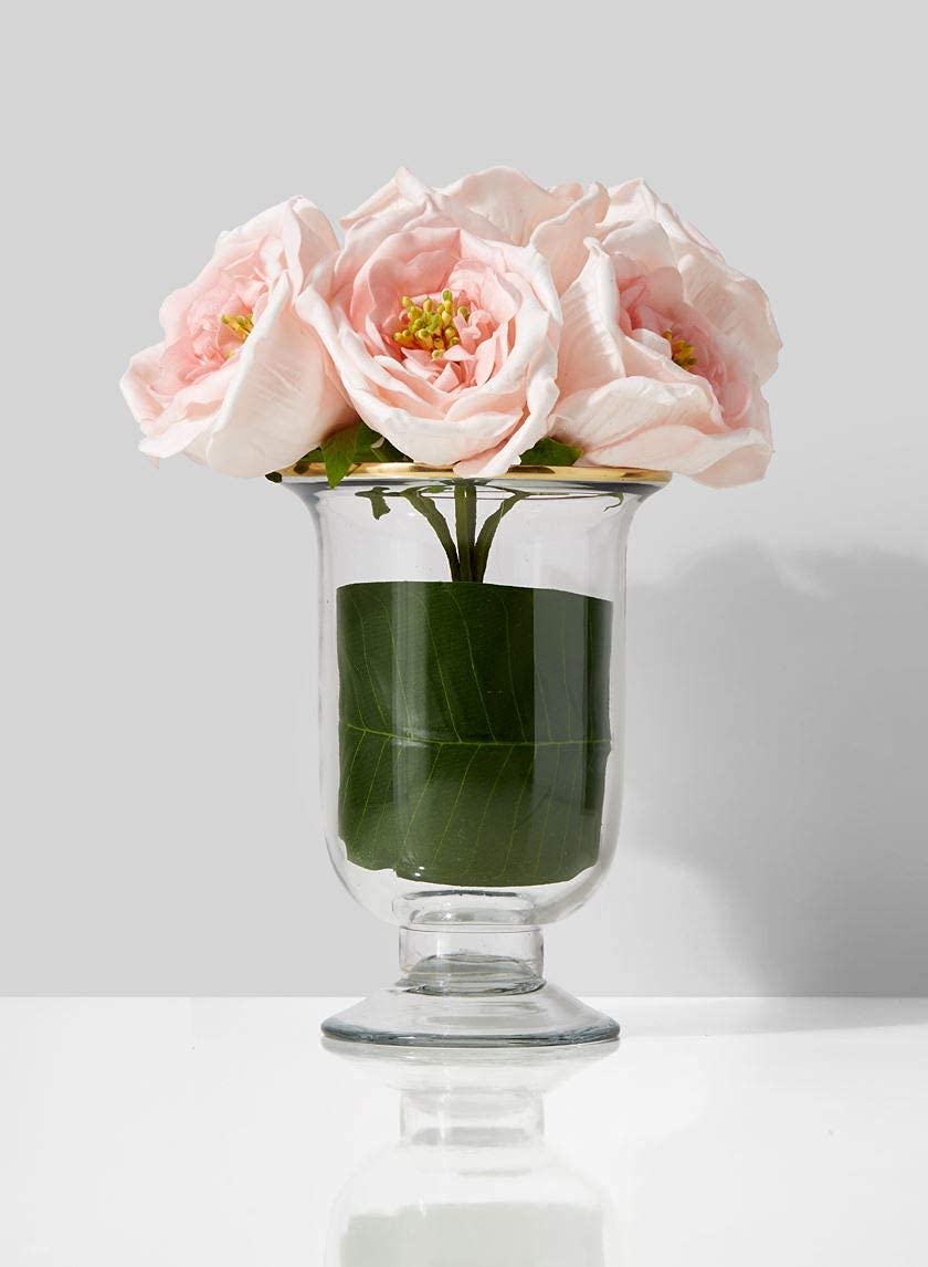 Serene Spaces Living Pedestal Vase with Gold Rim - 4