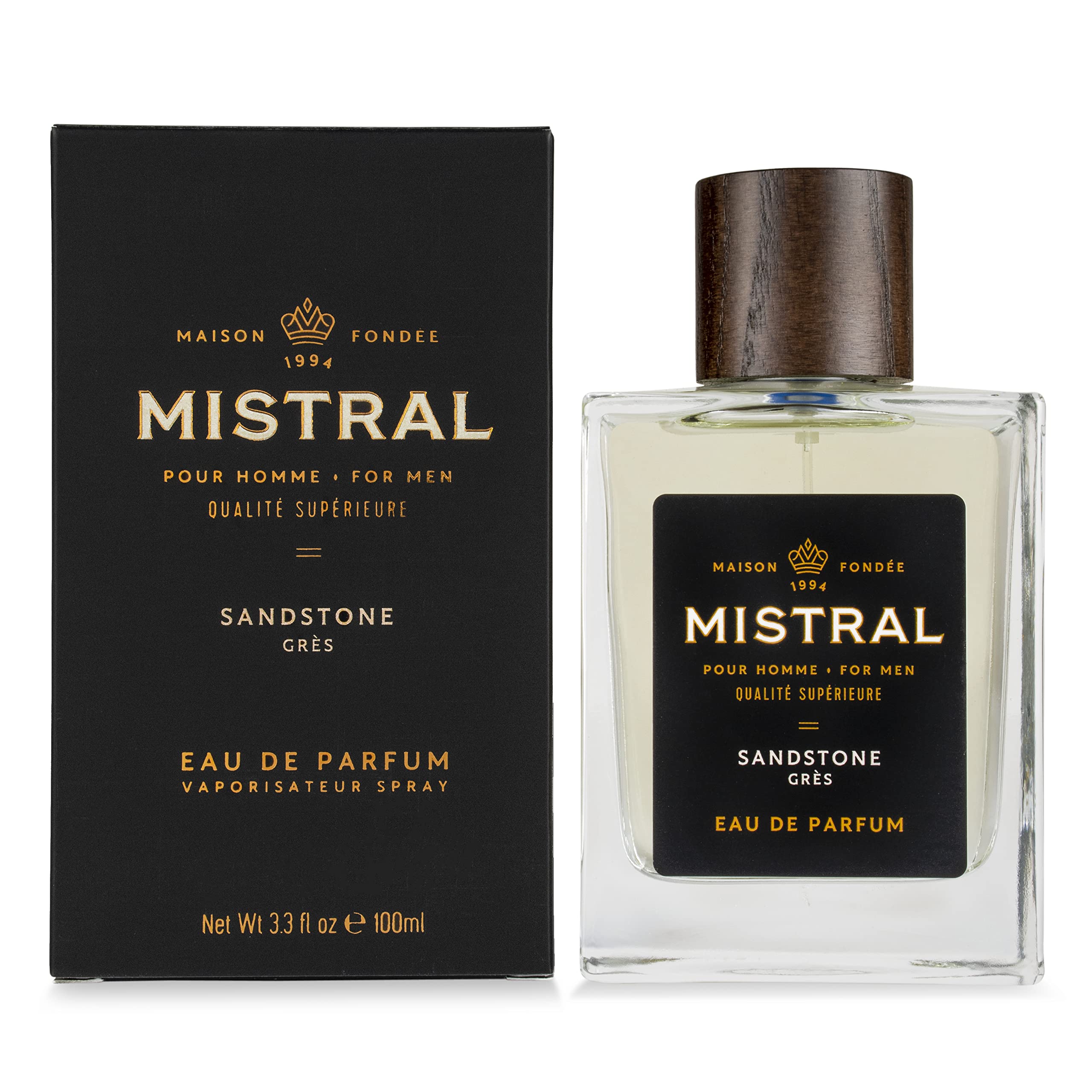 Mistral Cologne for Men - Sandstone Scent, 3.4 Oz / 100ml - Long Lasting Fragrance for Daily Wear & Special Occasions