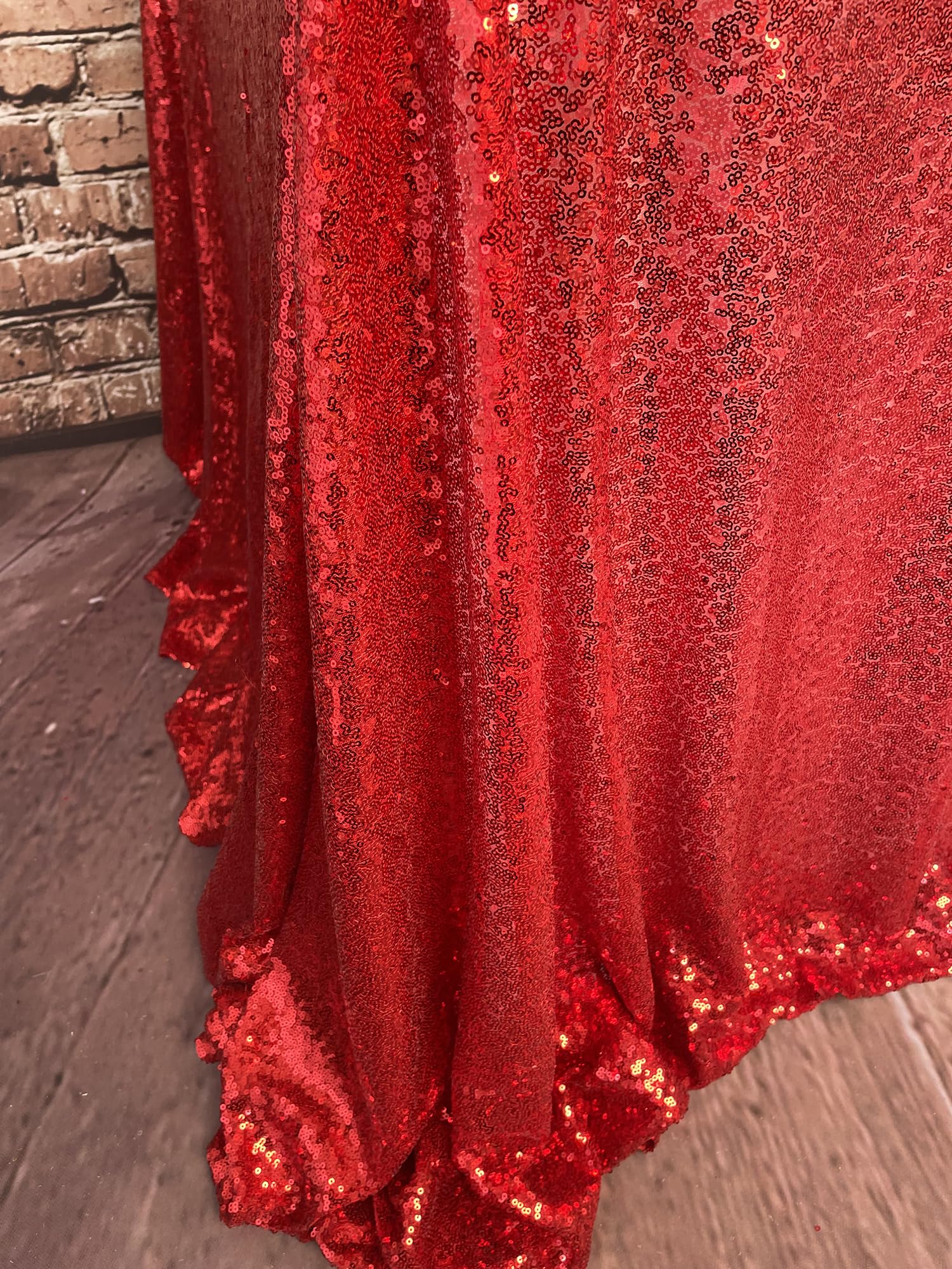Sparkling Red Sequin Tablecloth 90x132 Inches - Elegant Rectangle Shimmer Party Table Cover for Birthday, Wedding, Christmas, Anniversary Decorations - Perfect for Dining Tables, Buffets, Photo Backdrops, and Event Centerpieces