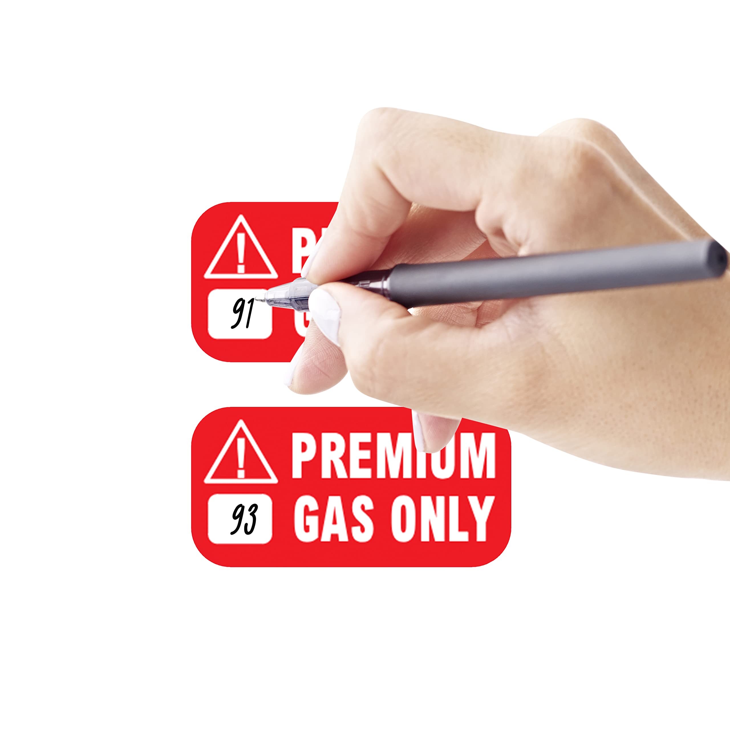 Premium Gas Only Sticker - High Octane 91 & 93 Fuel Labels for ATVs, Sports Cars, Race Vehicles - Weatherproof, Extra Strong Adhesive, Commercial Grade - Made in USA (2x1 Inch, 40 Labels) - Perfect for Fuel Caps, Gas Tanks, Motorcycle Helmets & Racing Gear