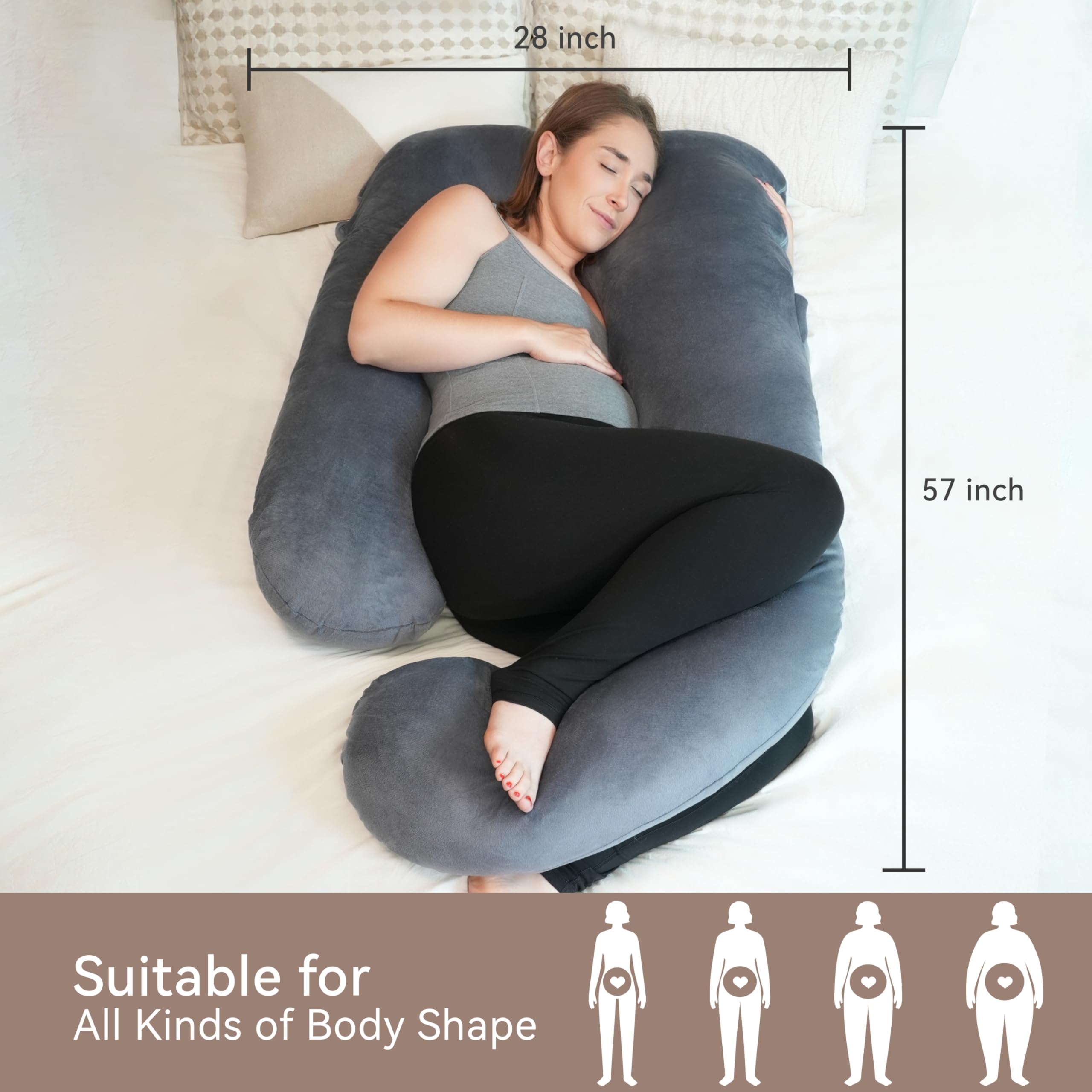 PinkFroggie U-Shape Pregnancy Pillow - Soft Maternity Support for Sleeping & Comfort