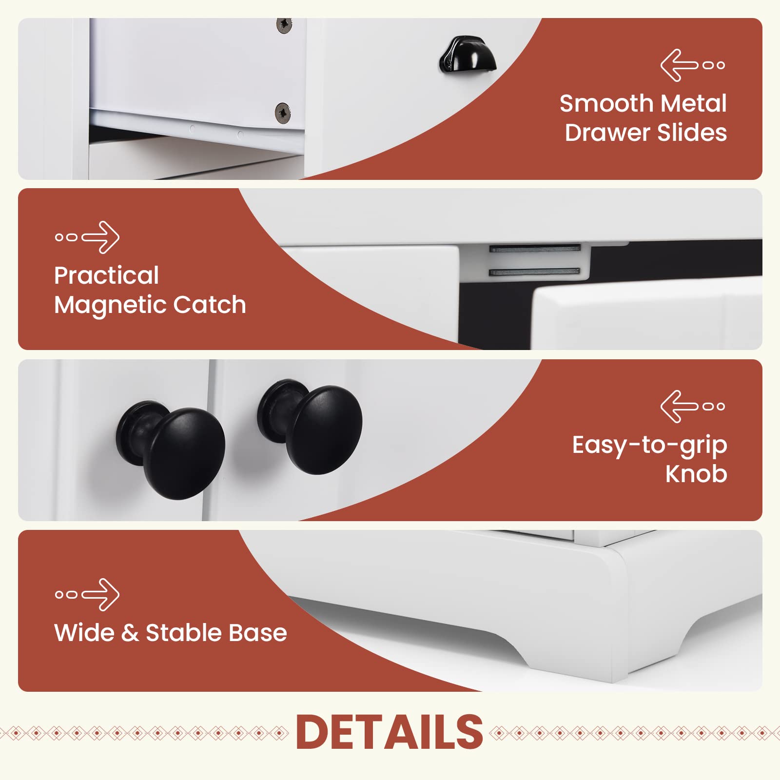 Giantex White Sideboard Buffet Server - 2 Cabinets & 3 Drawers Storage Cabinet with Adjustable Shelves for Dining Room, Kitchen, Entryway - Perfect for Home Organization & Entertaining Guests