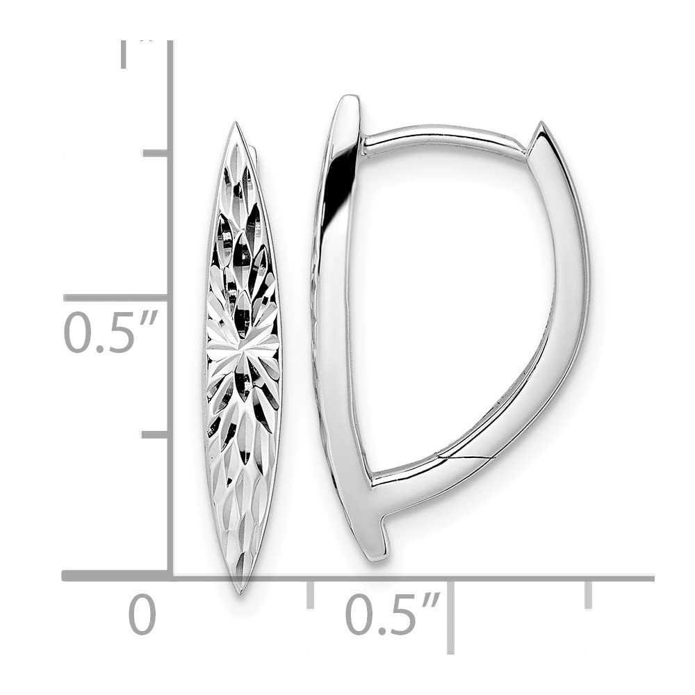 Sterling Silver Diamond Cut Hoop Earrings for Women - 0.86 Inch Length, 0.51 Inch Width - Elegant Dangle Earrings for Party, Wedding & Everyday Wear