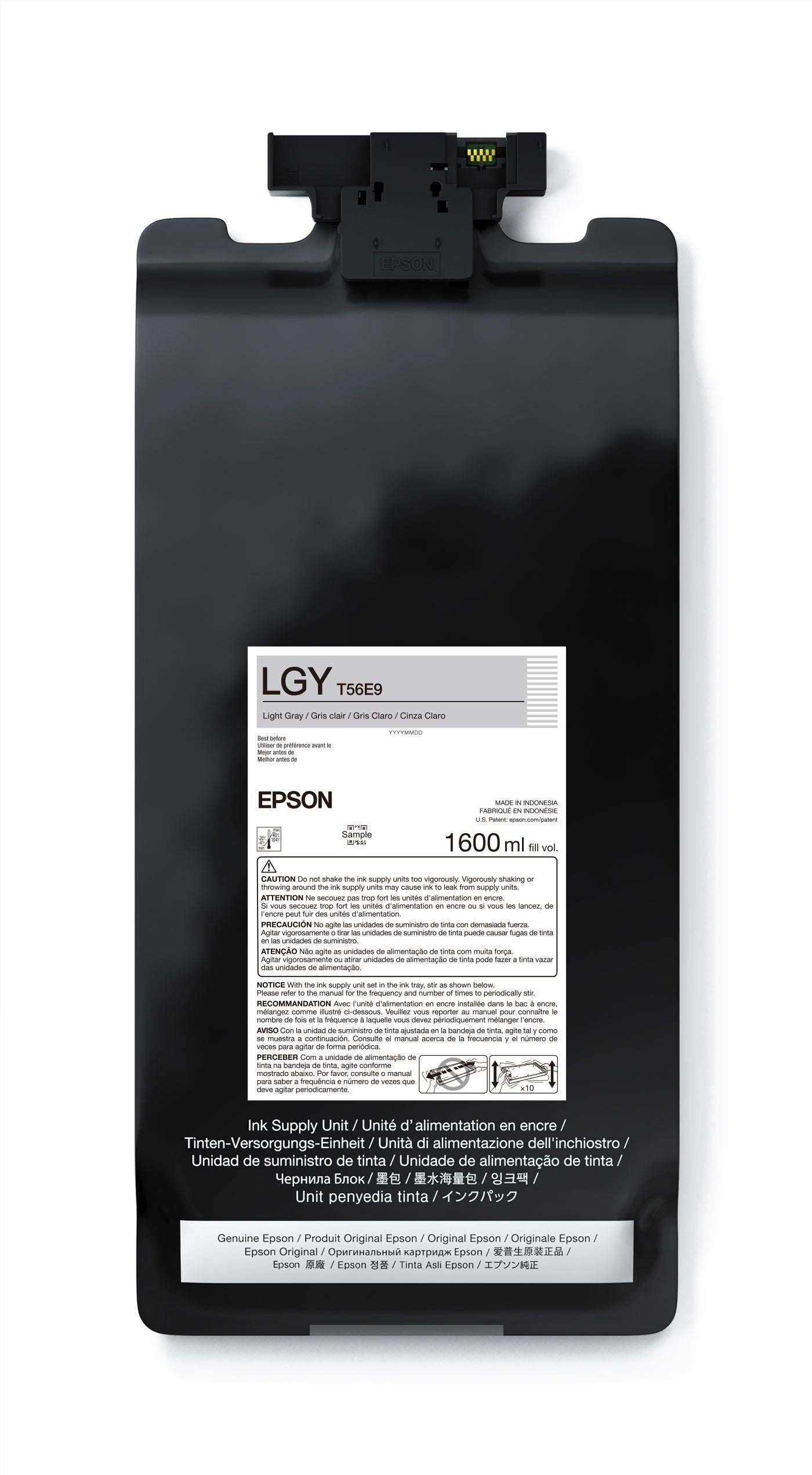 Epson UltraChrome PRO12 Light Gray Ink Bag - 1.6L High Capacity Refill (Model P20570, T56E920) for Professional Large-Format Printers - Perfect for CAD, Photography & Fine Art Printing