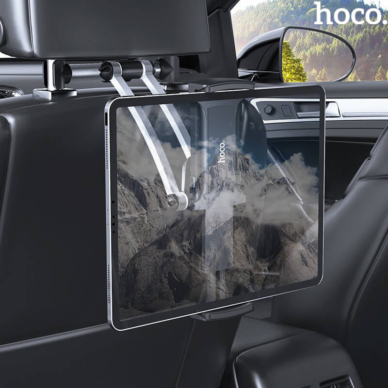 HOCO CA62 Aluminum Backseat Car Mount Holder for Phone & iPad - Secure Tablet Stand for Kids, Travel, and Road Trips