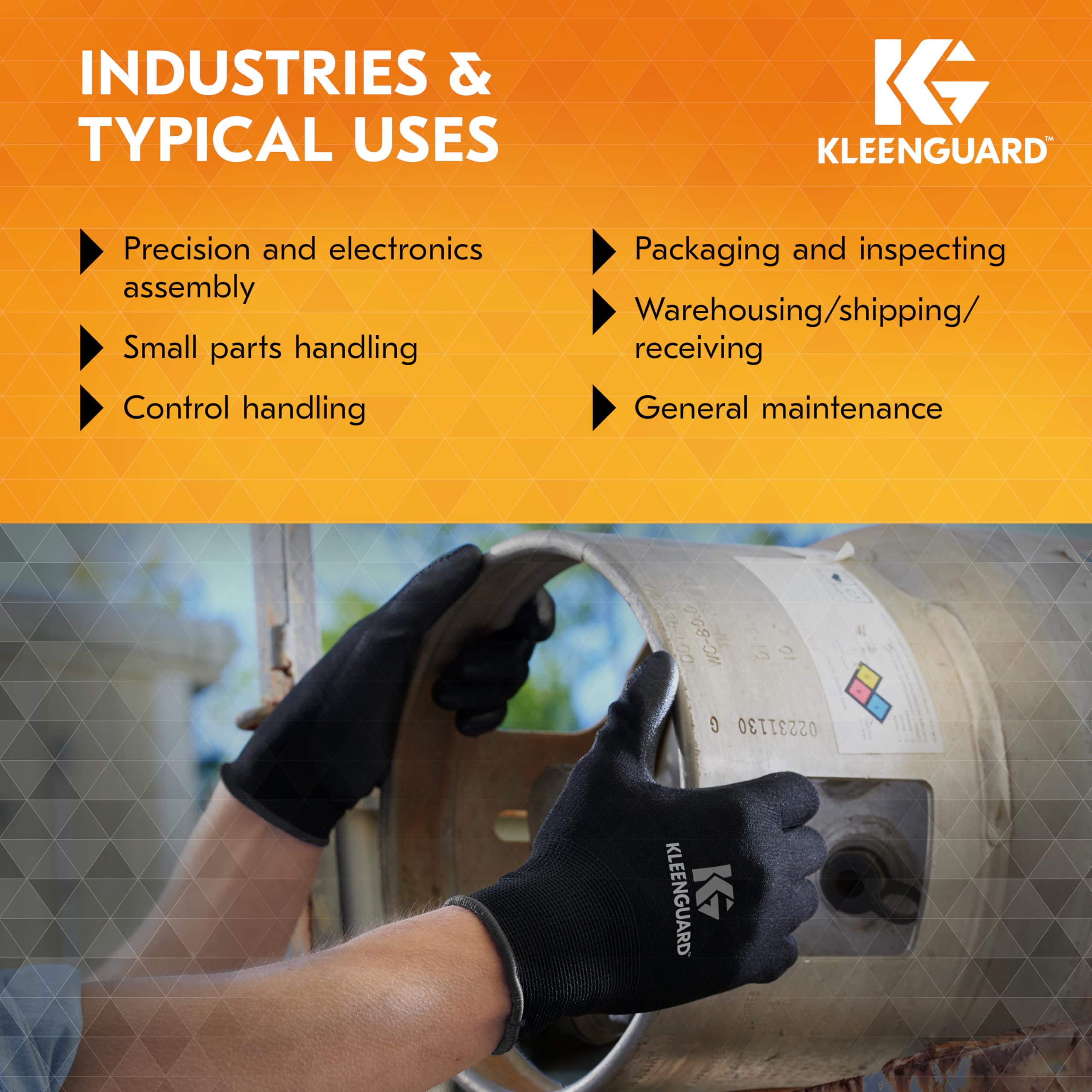 KLEENGUARD G40 Polyurethane Coated Work Gloves - Size 9.0 Large (12 Pairs/Bag, 5 Bags/Case) - High Dexterity Black Safety Gloves for Construction, Automotive Repair & Industrial Work