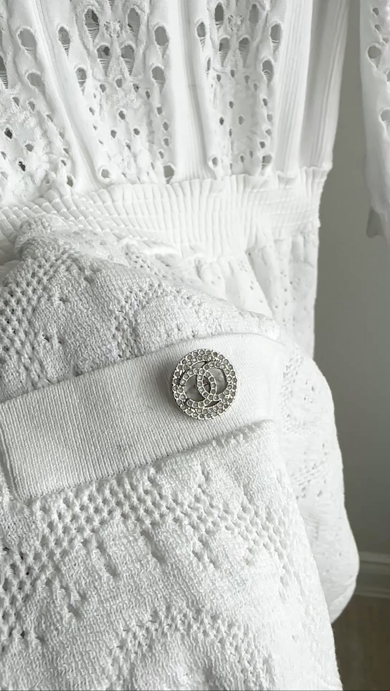 Chanel 20P White Open Knit Dress Women's Size FR42/L - Elegant Summer Party & Wedding Guest Outfit