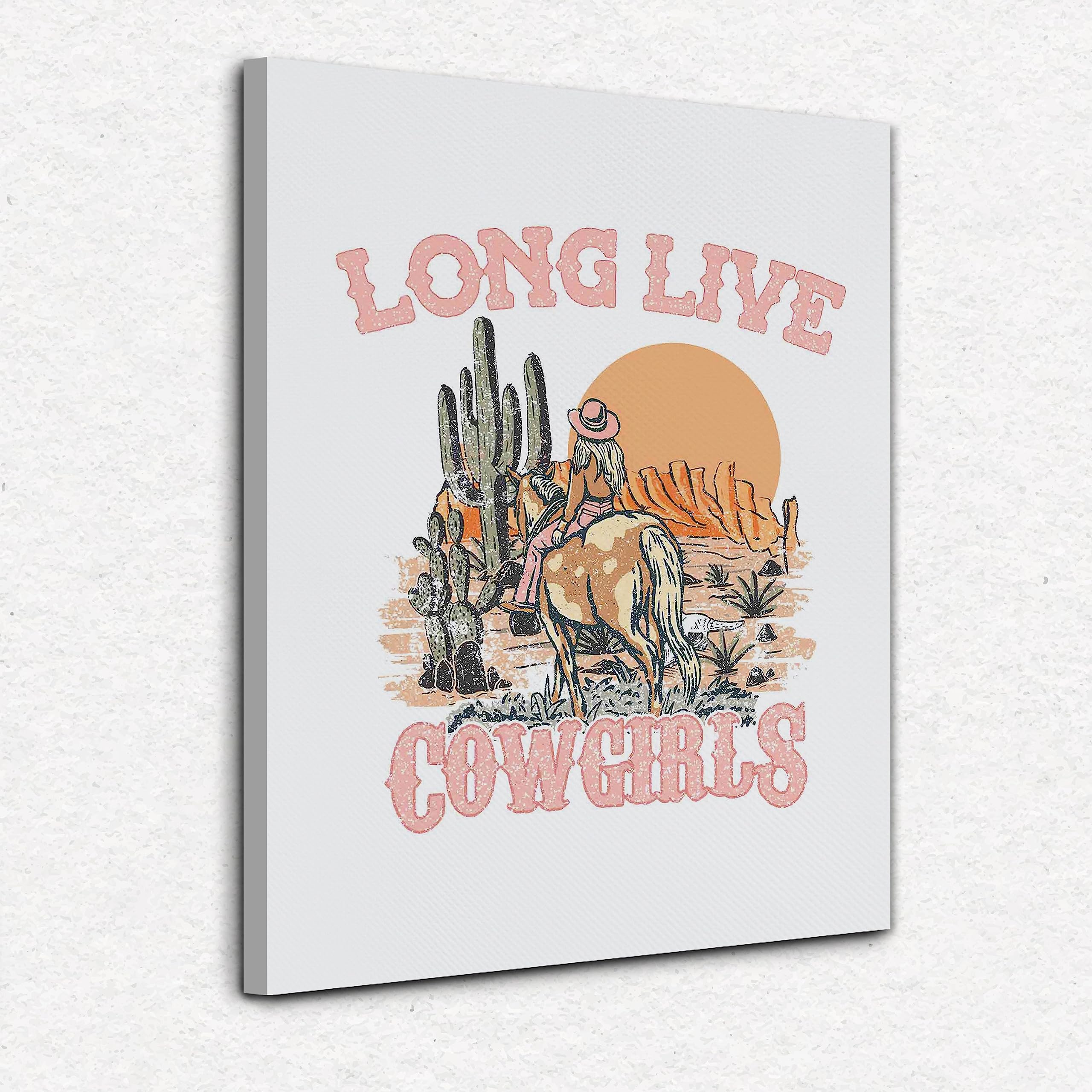 Western Cowgirl Canvas Wall Art - Nogrit Cowgirl Room Decor for Country Home, Girls Bedroom & Dorm - Long Live Cowgirls Country Theme - Perfect Western Gift for Teen Girls | Ideal for Western-Themed Bedrooms, Farmhouse Decor & Cowgirl Gifts