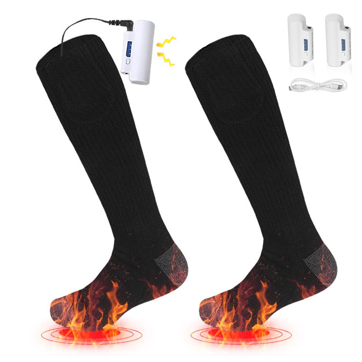 Electric Heated Socks for Men & Women - Rechargeable Battery Powered Thermal Winter Warm Socks - Perfect for Camping, Fishing, Cycling, Motorcycling & Skiing in Cold Weather