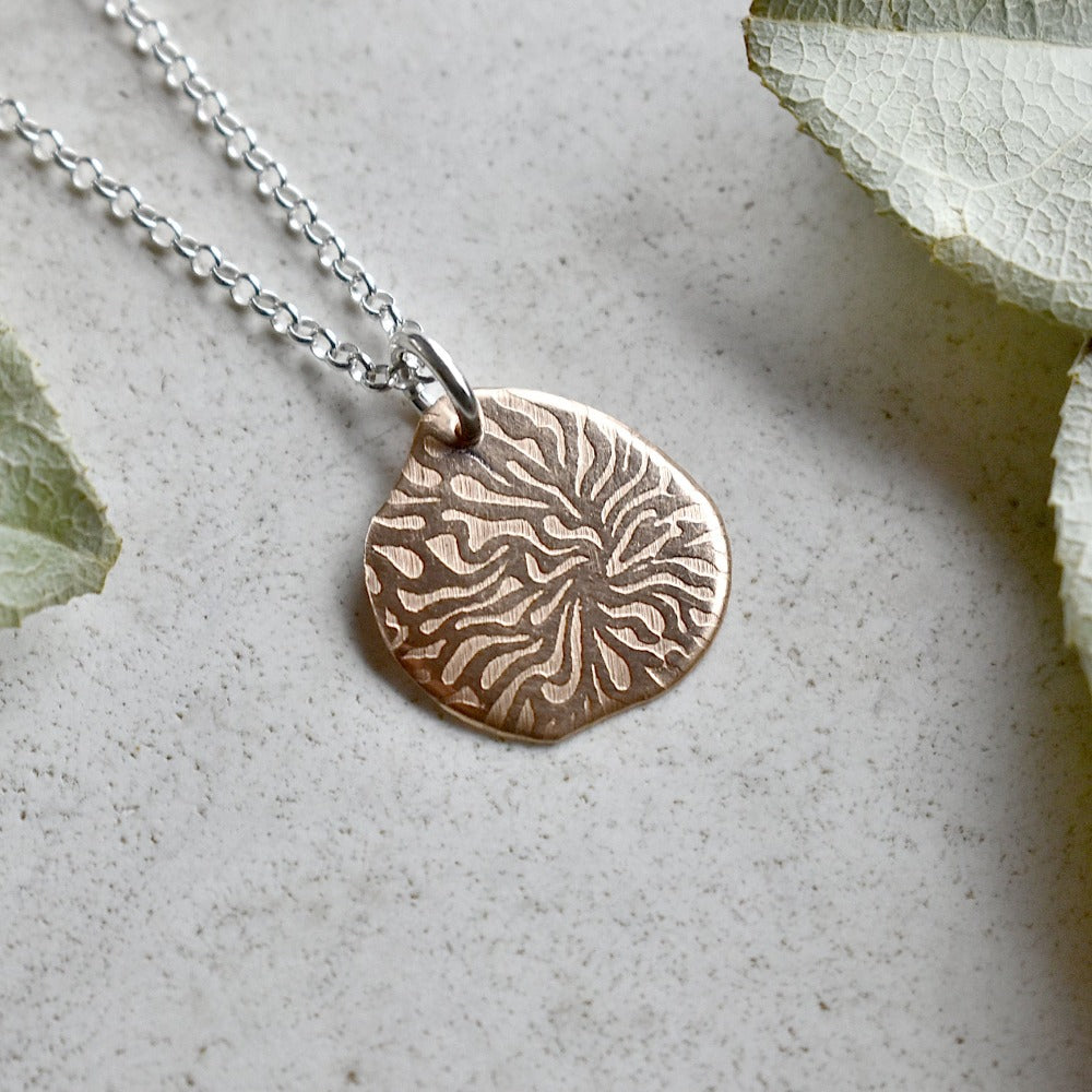 Coral Small Patterned Pendant Necklace for Women - Elegant Boho Jewelry Gift for Birthday, Anniversary & Everyday Wear