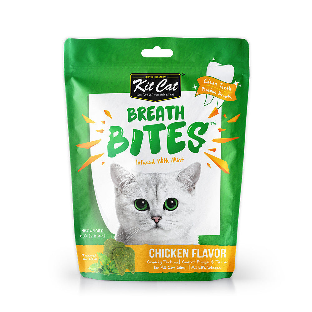 Kit Cat Kitty Crunch & Breath Bites Cat Treats - 60g (Beef, Tuna, Salmon, Chicken, Seafood, Lamb Flavors) - Dental Care Snacks for Fresh Breath - Perfect for Training Rewards & Bonding Time with Your Cat