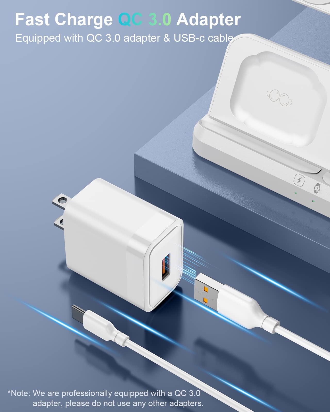 3-in-1 Wireless Charging Station for Samsung Galaxy Z Flip 4/3, Z Fold 4, S22/S21/S20, Note20 - Fast Charger Compatible with Galaxy Watch 5/4/3 & Galaxy Buds (White) | Perfect for Home, Office & Travel Charging