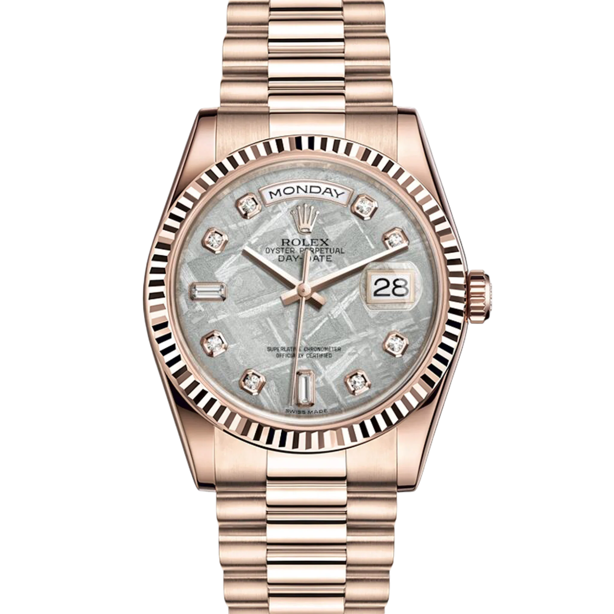 Luxury Rolex Day-Date 118235 Watch with Meteorite Dial & Diamond Bezel - Perfect for Business Meetings & Special Occasions