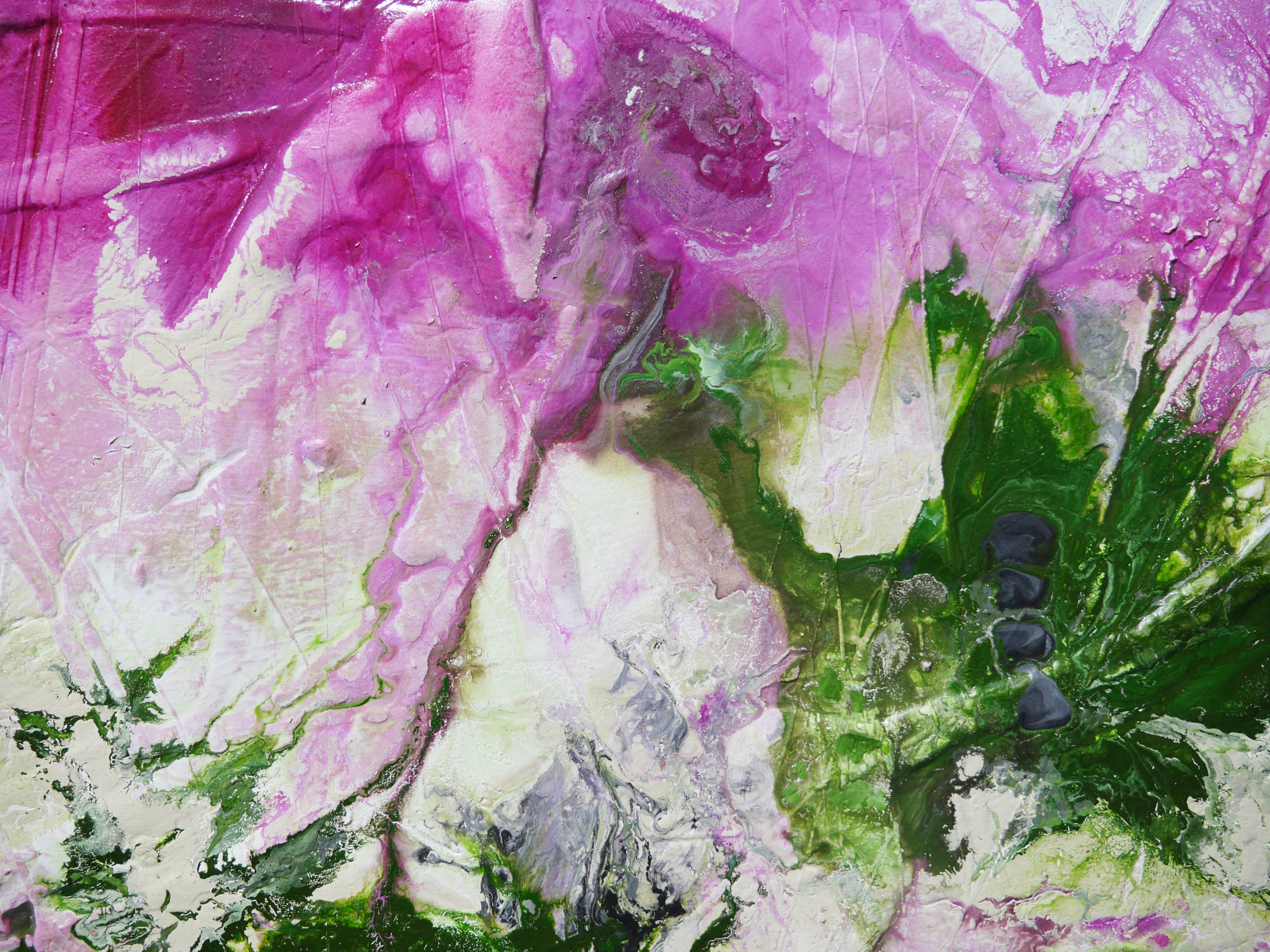 160cm x 100cm Pink Green Textured Abstract Canvas Art - Modern Wall Decor for Living Room, Bedroom & Office - Handmade Contemporary Painting