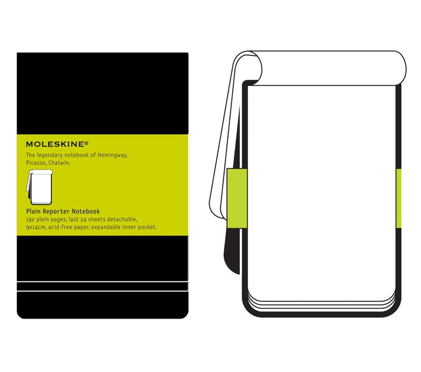 Moleskine Classic Plain Reporter Notebook - Black Hardcover Journal for Writing, Sketching & Note Taking | Perfect for Travel, Work & School