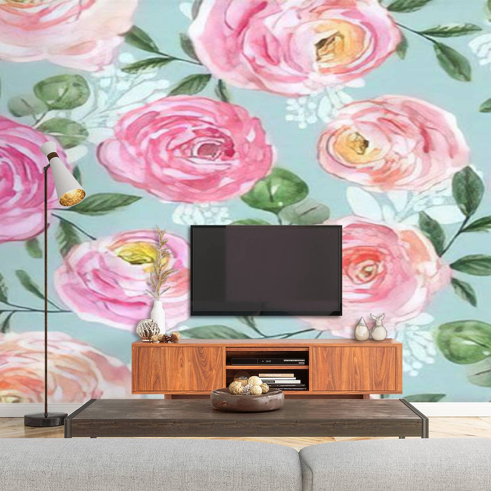 Vintage Floral Shabby Chic Peel and Stick Wallpaper - Waterproof Removable Self-Adhesive Contact Paper for Living Room, Bedroom, TV Backdrop & Home Decor - Beautiful Seamless Pattern PVC Wallpaper for Indoor Decoration