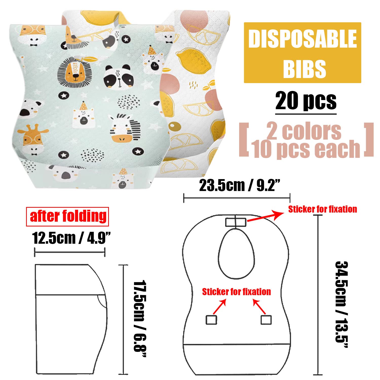 40 Pcs Disposable Baby Bibs & Placemats Set - Waterproof & Leakproof for Infants & Toddlers - Perfect for Travel, Outdoor Dining & Mess-Free Feeding at Restaurants