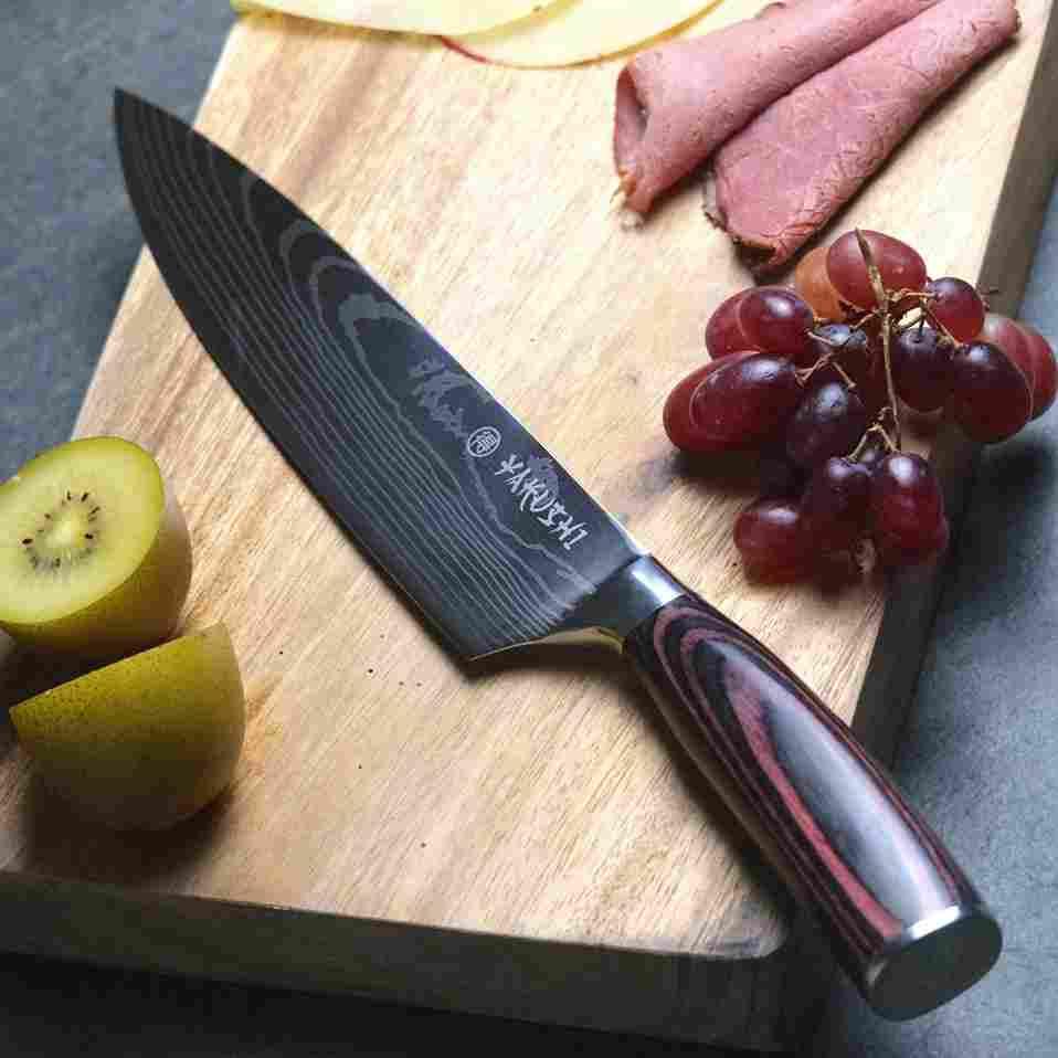 Yakushi™ Classic Chef Knife - 8 Inch Professional Kitchen Knife for Cooking, Slicing, Dicing - High Carbon Stainless Steel Blade with Ergonomic Handle - Perfect for Home Chefs & Professional Kitchens